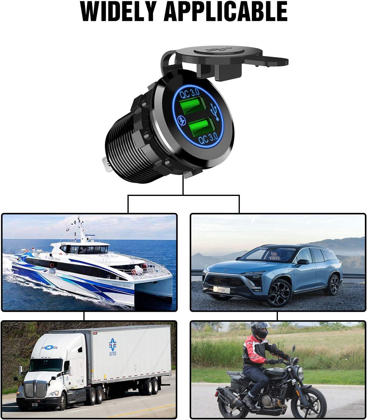 imageNilight Dual USB Socket PD Type C and QC30 12V 24V Car Outlet ON Off Touch Switch Fused Wire Kit for Cars Trucks RVs CampersDual USB