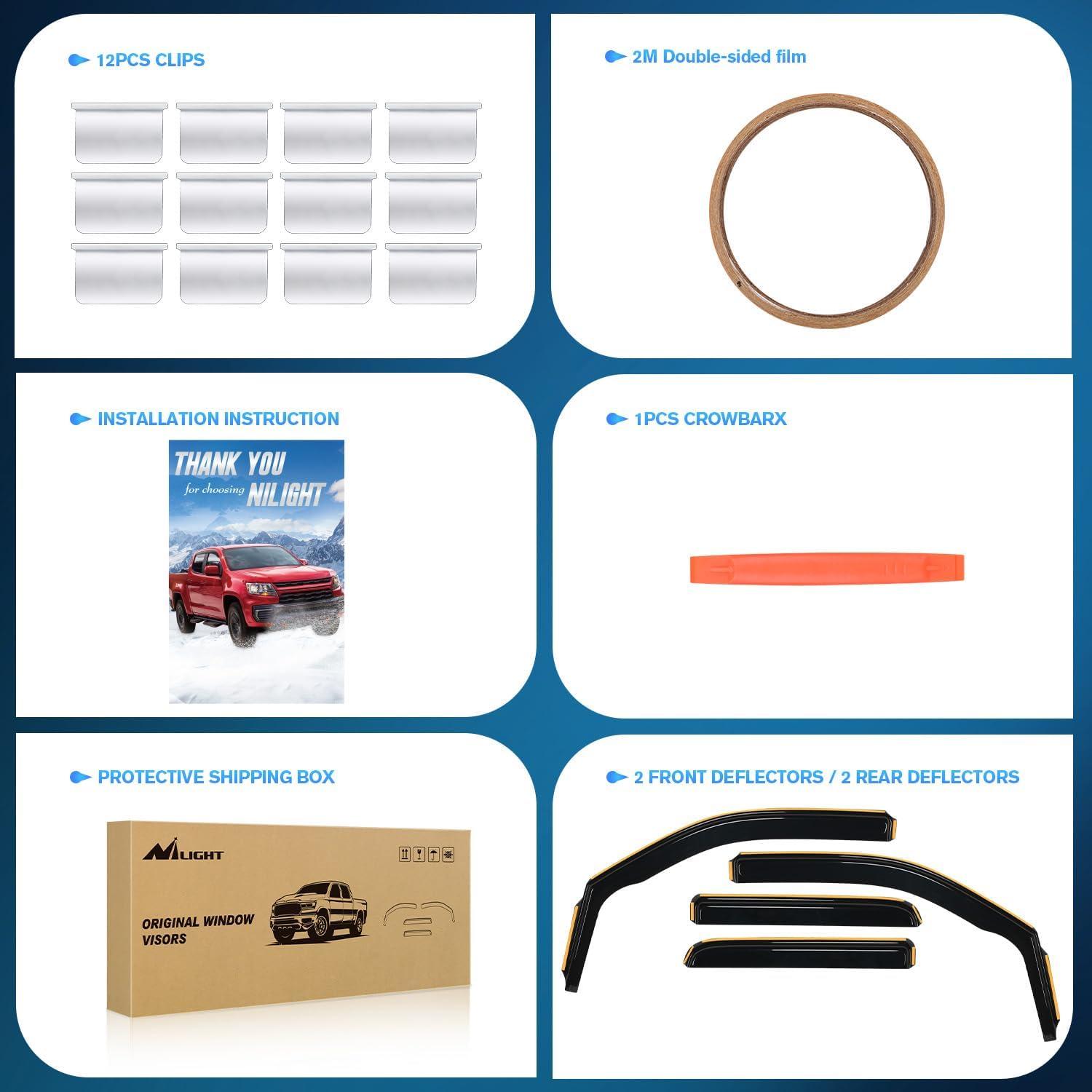 imageNilight Durable Rain Guards for Ford F150 SuperCrewSVT Raptor SuperCrew 2009 2010 2011 2012 2013 2014 Vent Window Visors4pcsFor Ford F150 0914
