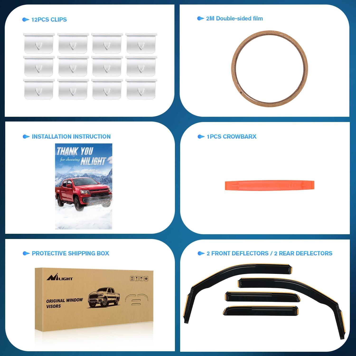 imageNilight Durable Rain Guards for Ford F150 SuperCrewSVT Raptor SuperCrew 2009 2010 2011 2012 2013 2014 Vent Window Visors4pcsFor Ford F150 0914