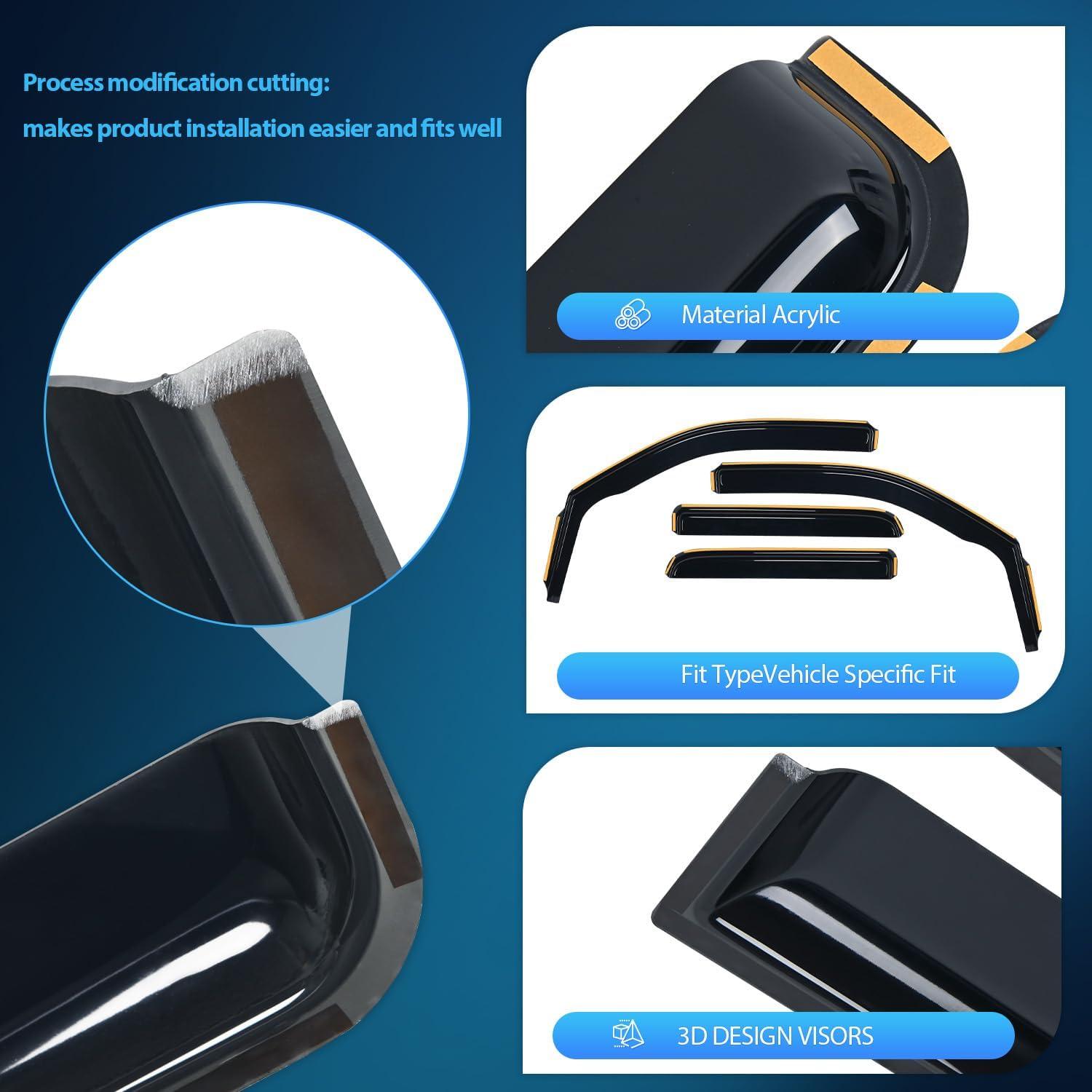 imageNilight Durable Rain Guards for Ford F150 SuperCrewSVT Raptor SuperCrew 2009 2010 2011 2012 2013 2014 Vent Window Visors4pcsFor Ford F150 0914