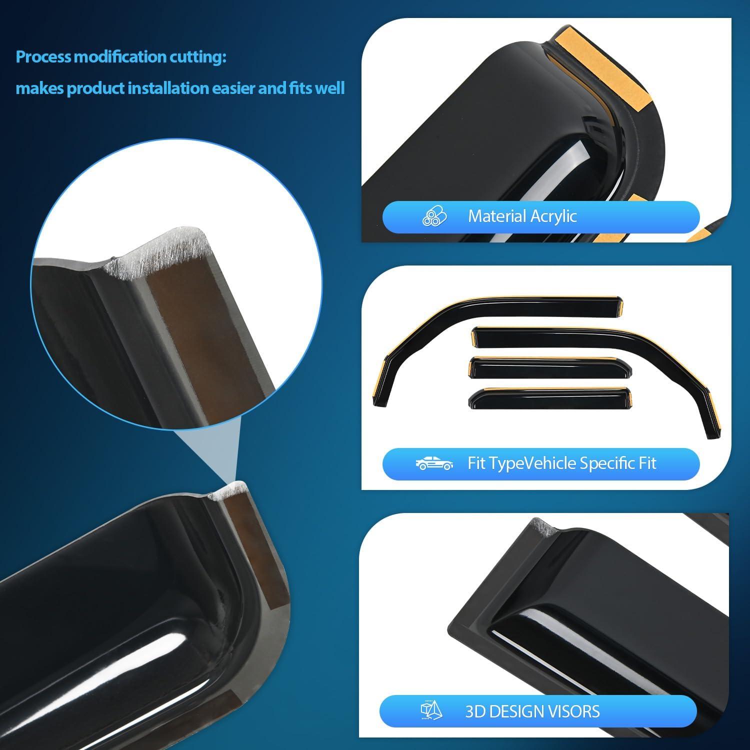 imageNilight Durable Rain Guards for Toyota Tacoma Double Cab 2016 2017 2018 2019 2020 2021 2022 2023 Window Deflectors Vent Window Visors 4 PiecesFor 20102024 Toyota 4Runner