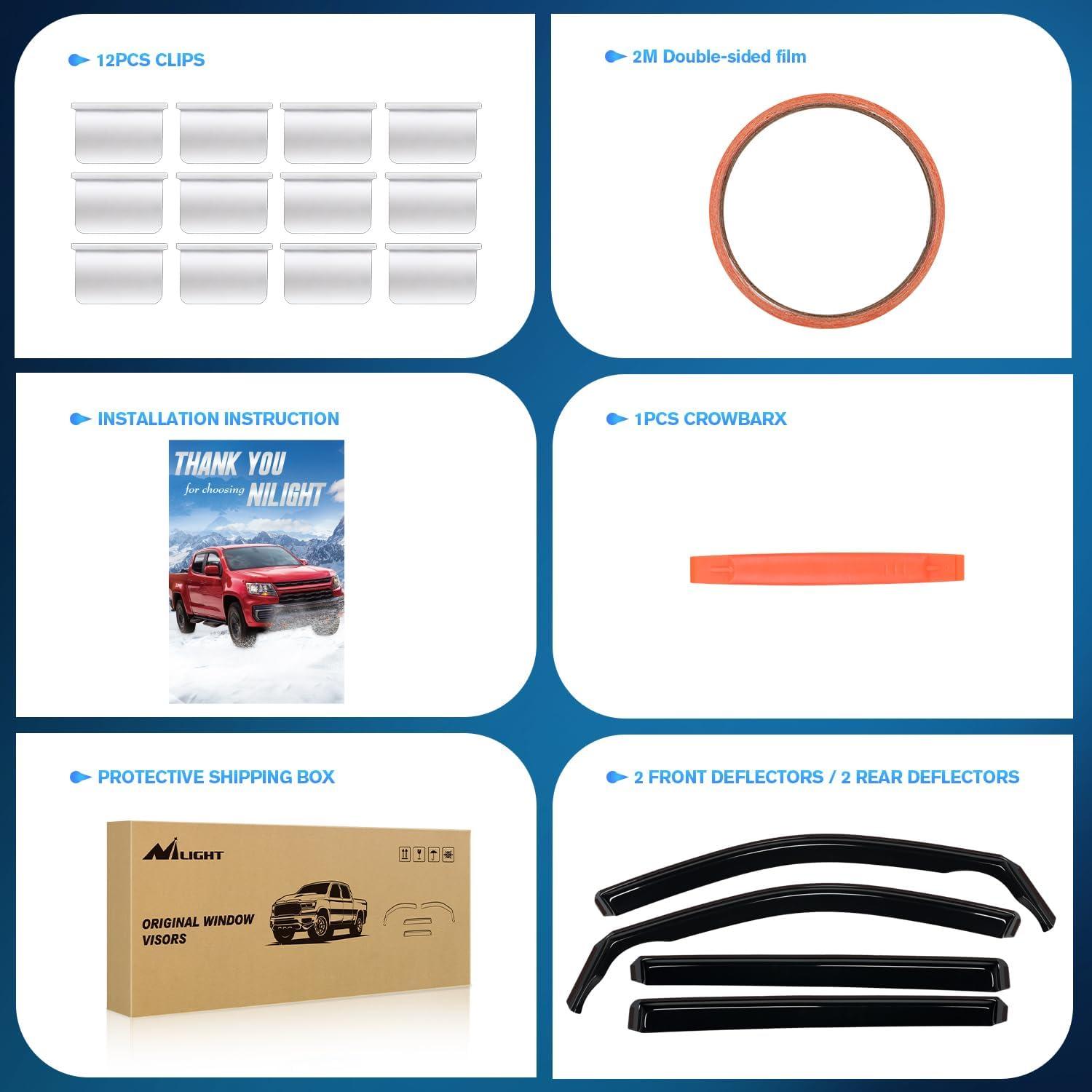 imageNilight Durable Rain Guards for Toyota Tacoma Double Cab 2016 2017 2018 2019 2020 2021 2022 2023 Window Deflectors Vent Window Visors 4 PiecesFor 20142019 Toyota Highlander