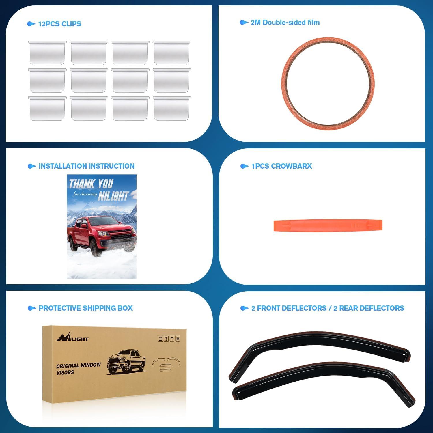 imageNilight Durable Rain Guards for Toyota Tacoma Double Cab 2016 2017 2018 2019 2020 2021 2022 2023 Window Deflectors Vent Window Visors 4 PiecesFor 20162024 Toyota Tacoma Access Cab