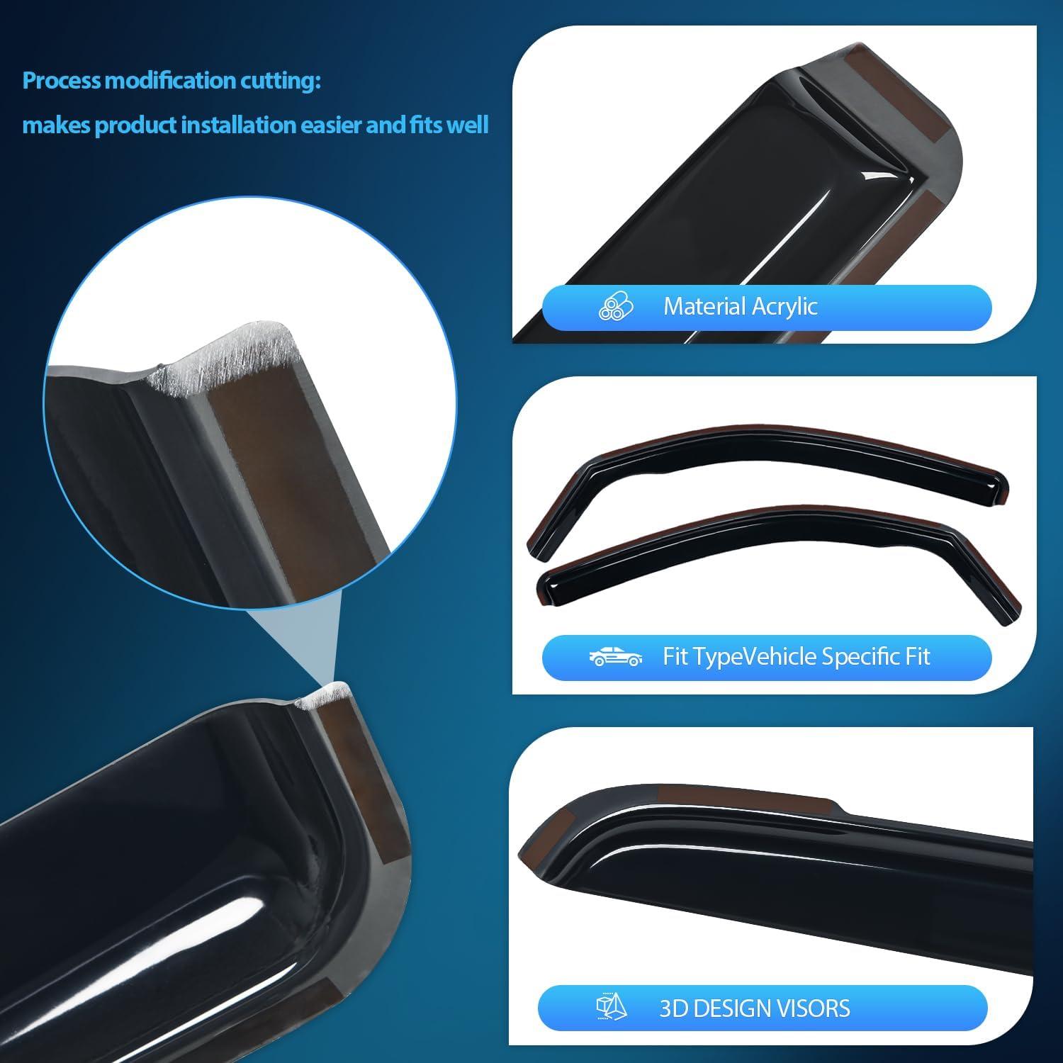 imageNilight Durable Rain Guards for Toyota Tacoma Double Cab 2016 2017 2018 2019 2020 2021 2022 2023 Window Deflectors Vent Window Visors 4 PiecesFor 20162024 Toyota Tacoma Access Cab