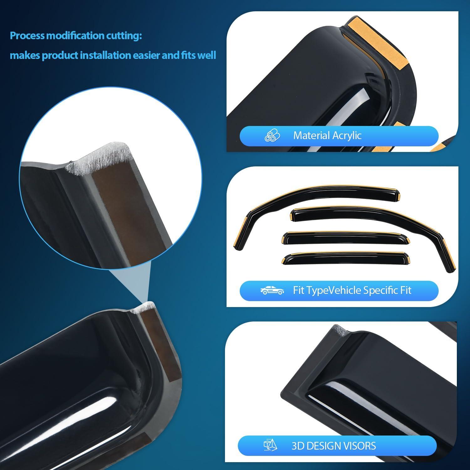 imageNilight Durable Rain Guards for Toyota Tacoma Double Cab 2016 2017 2018 2019 2020 2021 2022 2023 Window Deflectors Vent Window Visors 4 PiecesFor 20162023 Toyota Tacoma Double Cab