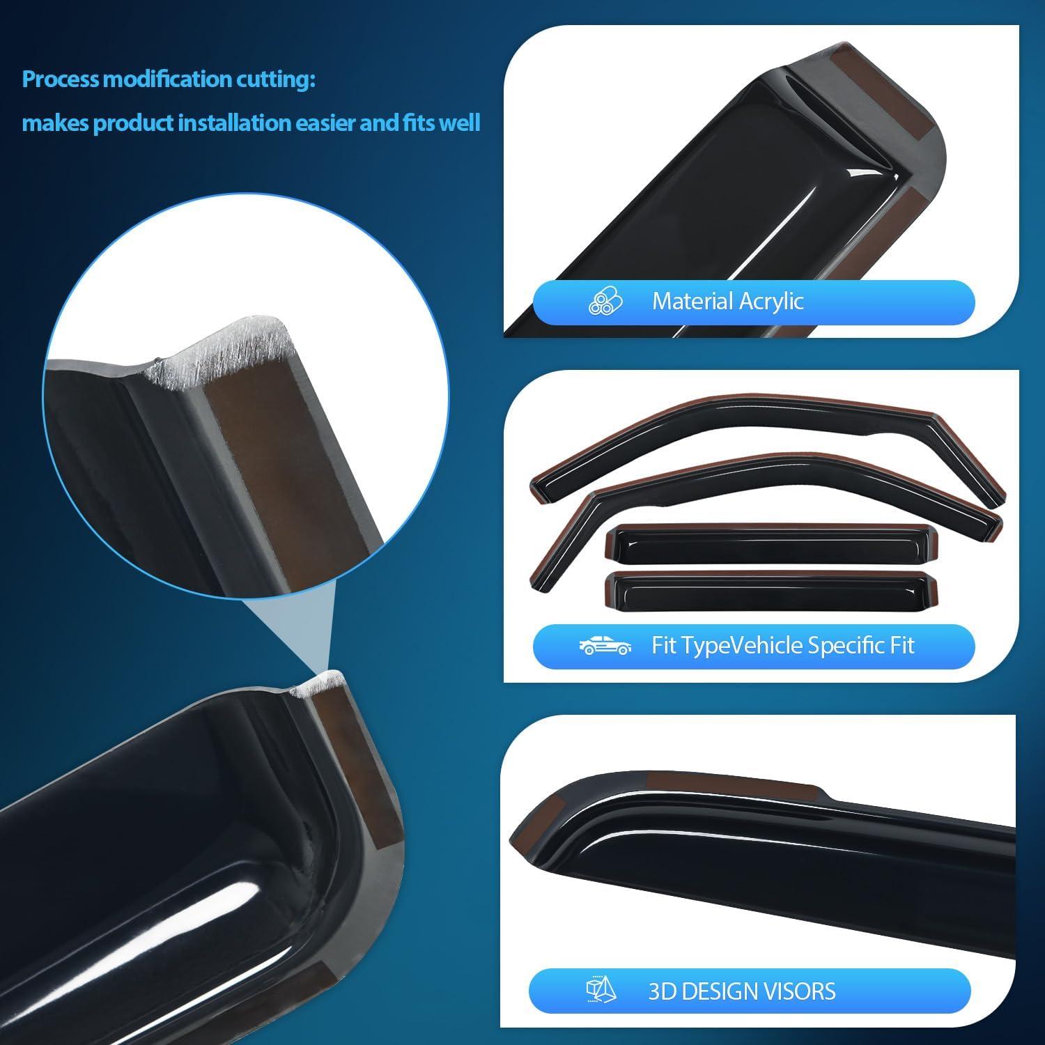 imageNilight Durable Rain Guards for Toyota Tacoma Double Cab 2016 2017 2018 2019 2020 2021 2022 2023 Window Deflectors Vent Window Visors 4 PiecesFor 20222024 Toyota Tundra Double Cab