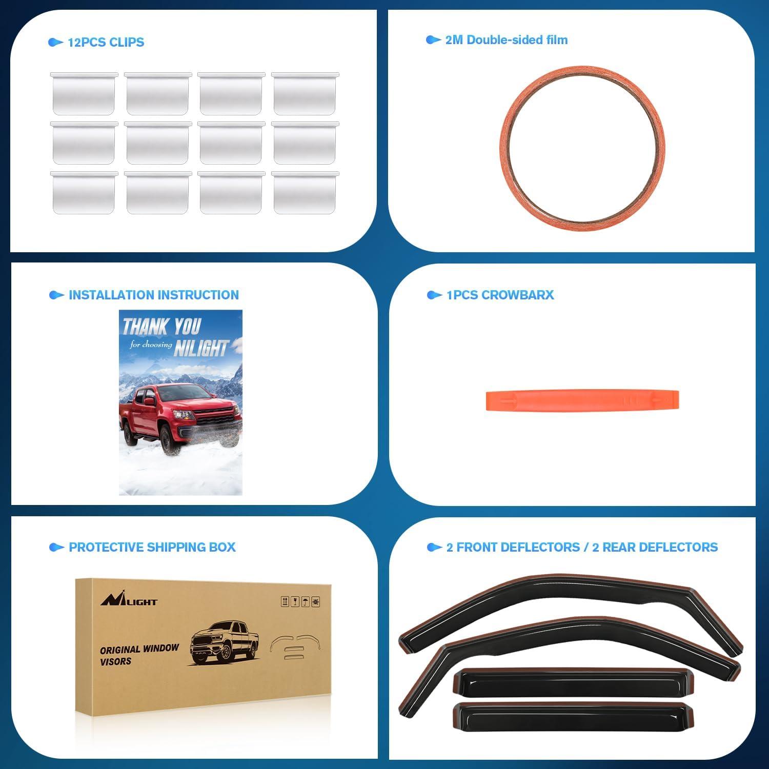 imageNilight Durable Rain Guards for Toyota Tacoma Double Cab 2016 2017 2018 2019 2020 2021 2022 2023 Window Deflectors Vent Window Visors 4 PiecesFor 20222024 Toyota Tundra Double Cab