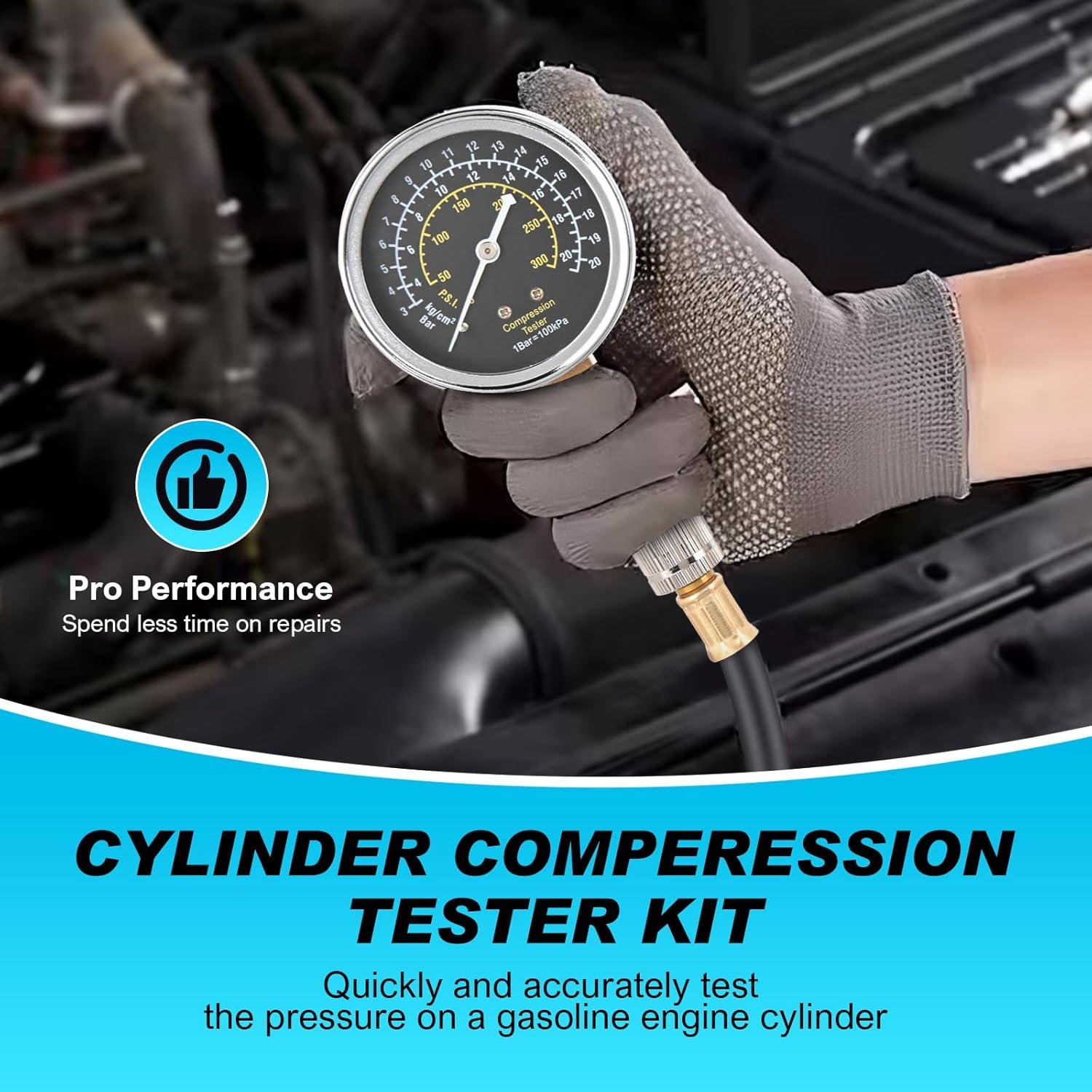 imageNilight Engine Compression Tester Kit 11 PCS with Spark Plug Tester Automotive Cylinder Pressure Gauge Tool Set for Gasoline Engines11pcs