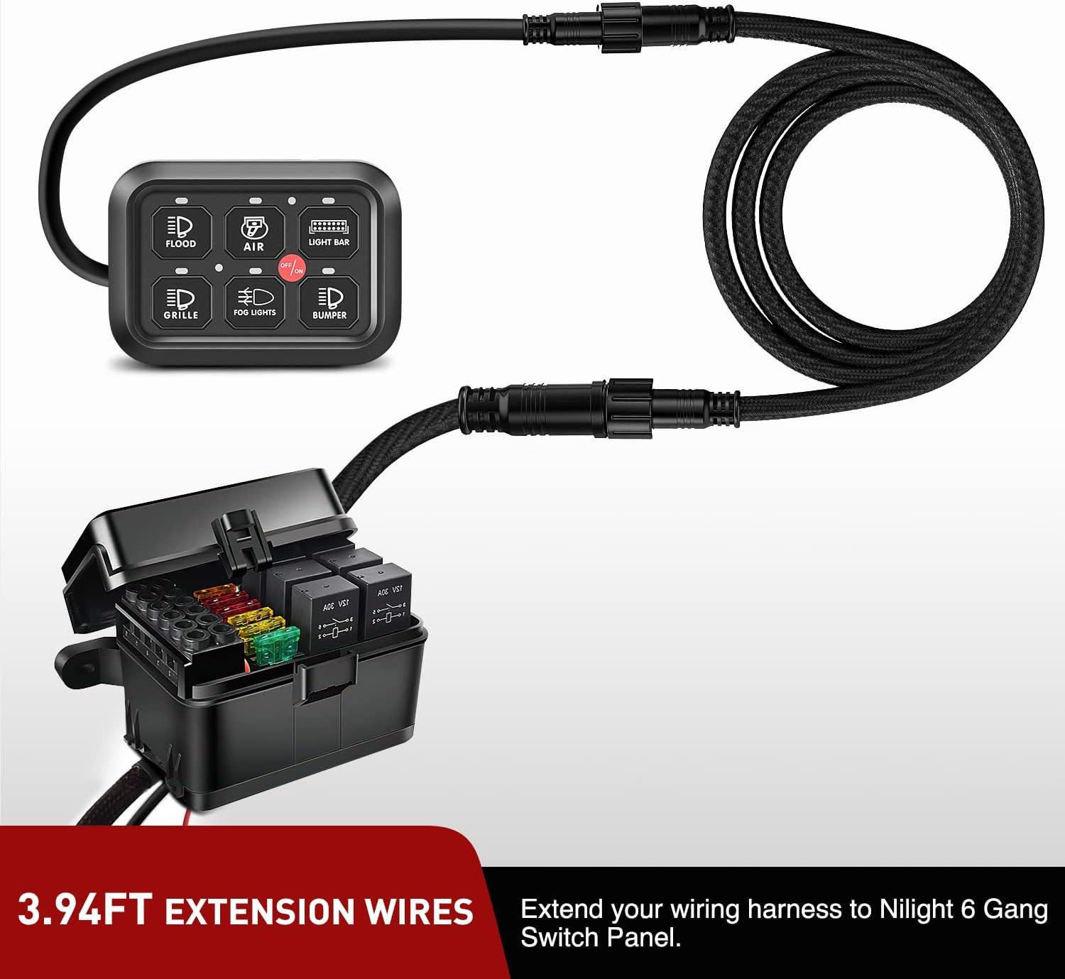 imageNilight Extension Cable Cord for 6 Gang Switch Controller 8PIN Wire Harness 12m 47quot Fuse Panel