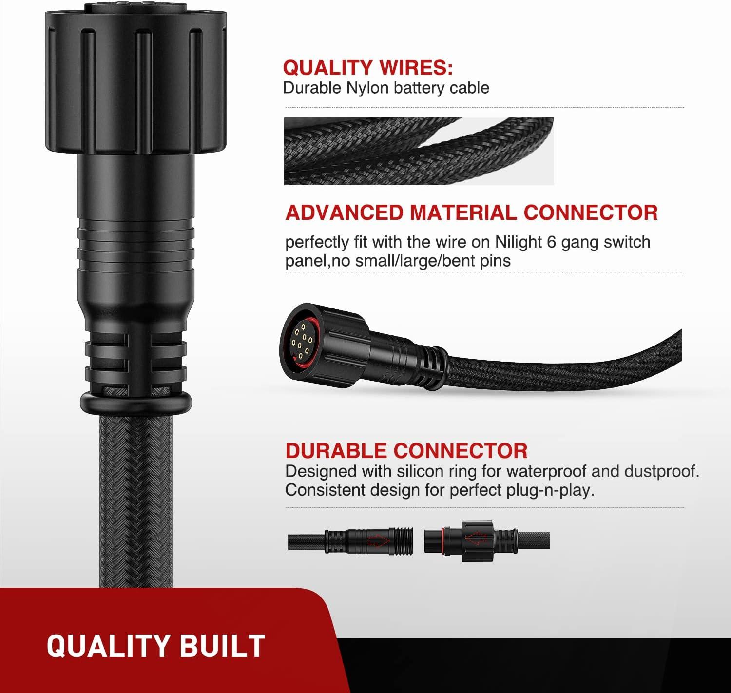 imageNilight Extension Cable Cord for 6 Gang Switch Controller 8PIN Wire Harness 12m 47quot Fuse Panel