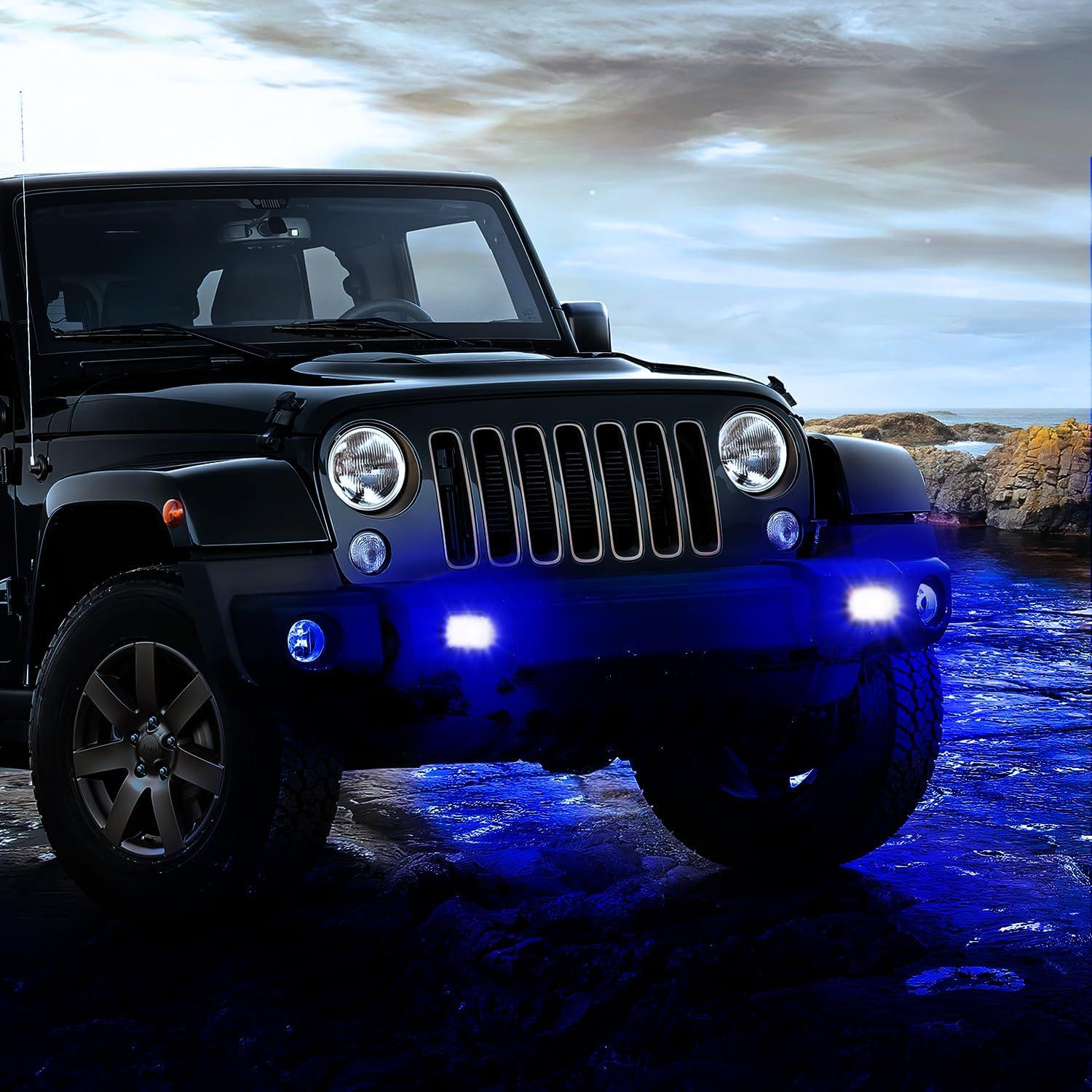 imageNilight Flush Mount LED Light Pods 2 PCS 42 W Amber Upgraded Spot Flood Combo Driving Fog Lights Off Road Lights Bumper LED Work Light for Truck SUV ATV UTV Pickup Van Boat TractorBlue Light