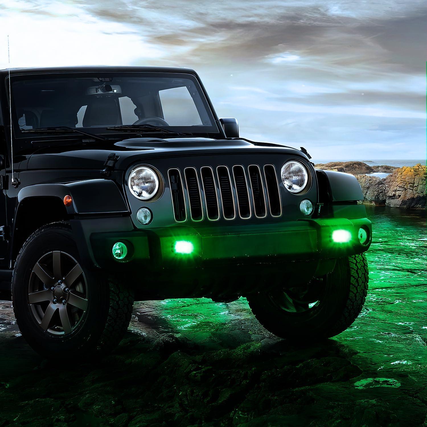 imageNilight Flush Mount LED Light Pods 2 PCS 42 W Amber Upgraded Spot Flood Combo Driving Fog Lights Off Road Lights Bumper LED Work Light for Truck SUV ATV UTV Pickup Van Boat TractorGreen Light