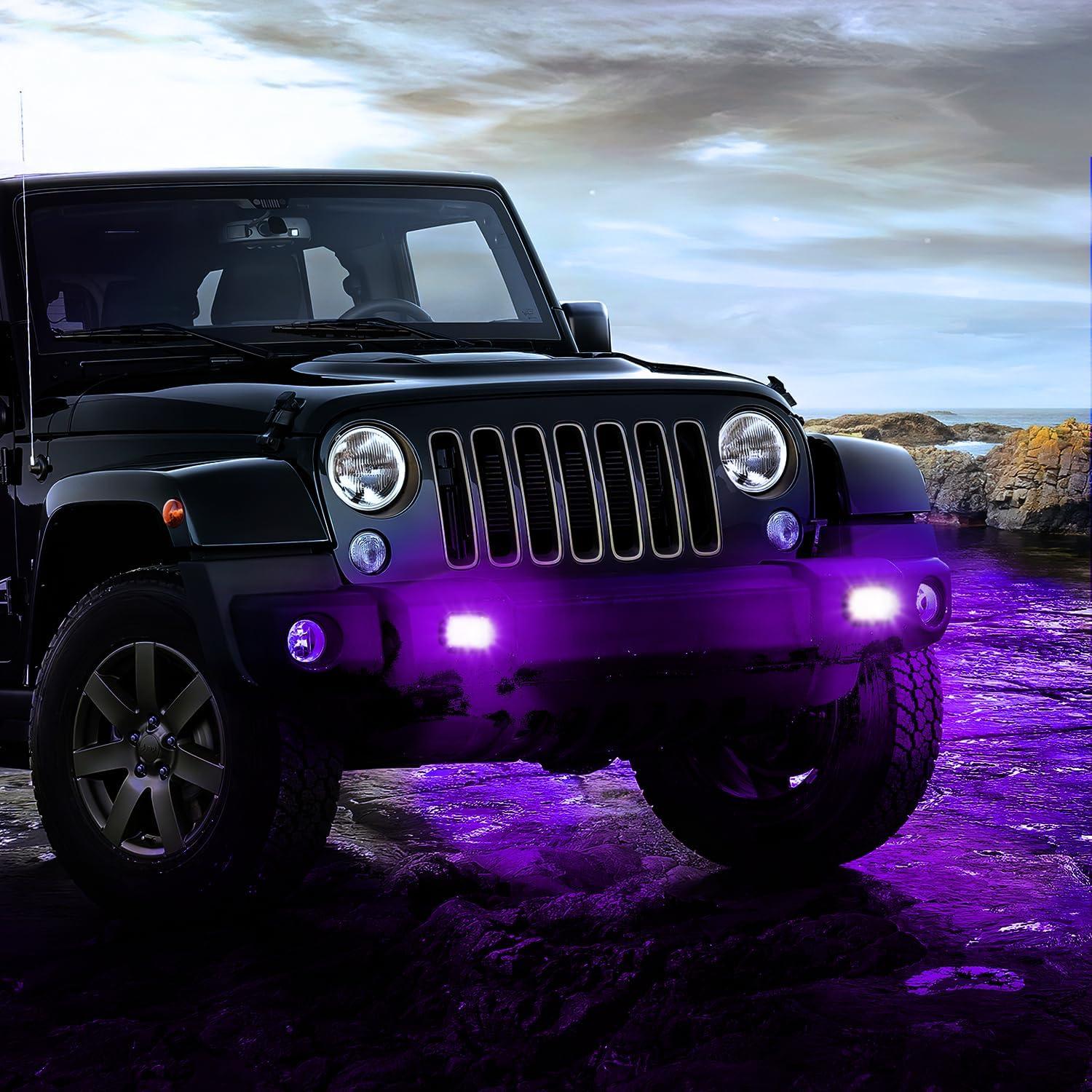 imageNilight Flush Mount LED Light Pods 2 PCS 42 W Amber Upgraded Spot Flood Combo Driving Fog Lights Off Road Lights Bumper LED Work Light for Truck SUV ATV UTV Pickup Van Boat TractorPurple Light