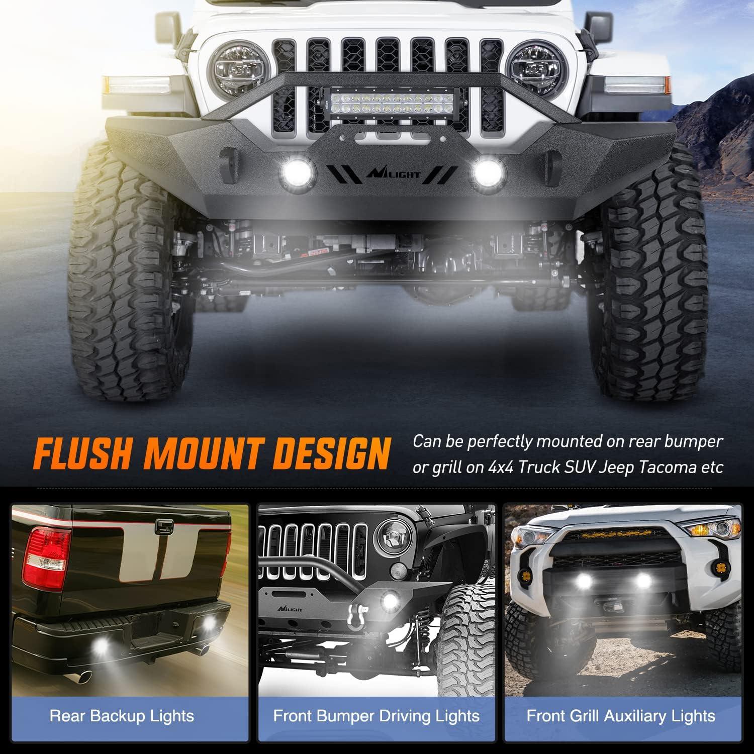 imageNilight Flush Mount LED Light Pods 2 PCS 42 W Amber Upgraded Spot Flood Combo Driving Fog Lights Off Road Lights Bumper LED Work Light for Truck SUV ATV UTV Pickup Van Boat Tractor2Pcs 24LEDs LED Pods