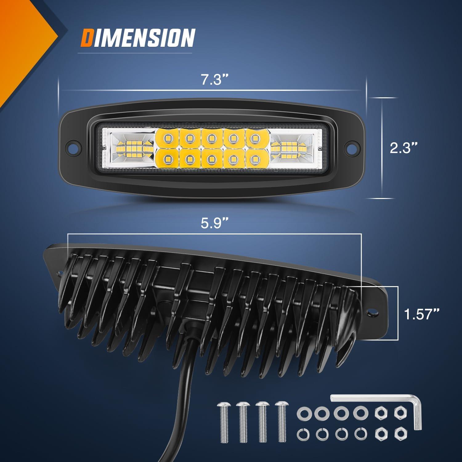 imageNilight Flush Mount LED Light Pods 2 PCS 42 W Amber Upgraded Spot Flood Combo Driving Fog Lights Off Road Lights Bumper LED Work Light for Truck SUV ATV UTV Pickup Van Boat Tractor2Pcs 20LEDs LED Pods