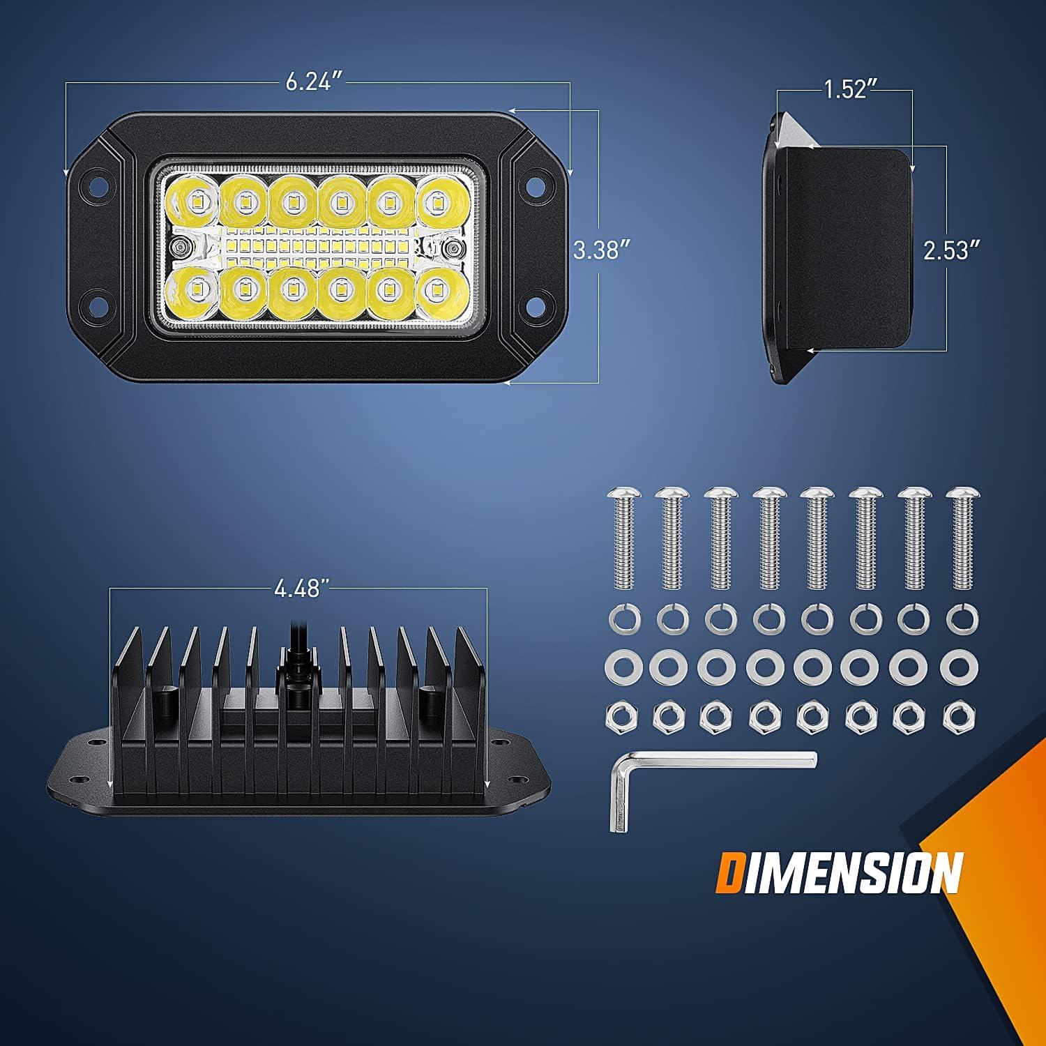 imageNilight Flush Mount LED Light Pods 2 PCS 42 W Amber Upgraded Spot Flood Combo Driving Fog Lights Off Road Lights Bumper LED Work Light for Truck SUV ATV UTV Pickup Van Boat Tractor2Pcs 26LEDs LED Pods