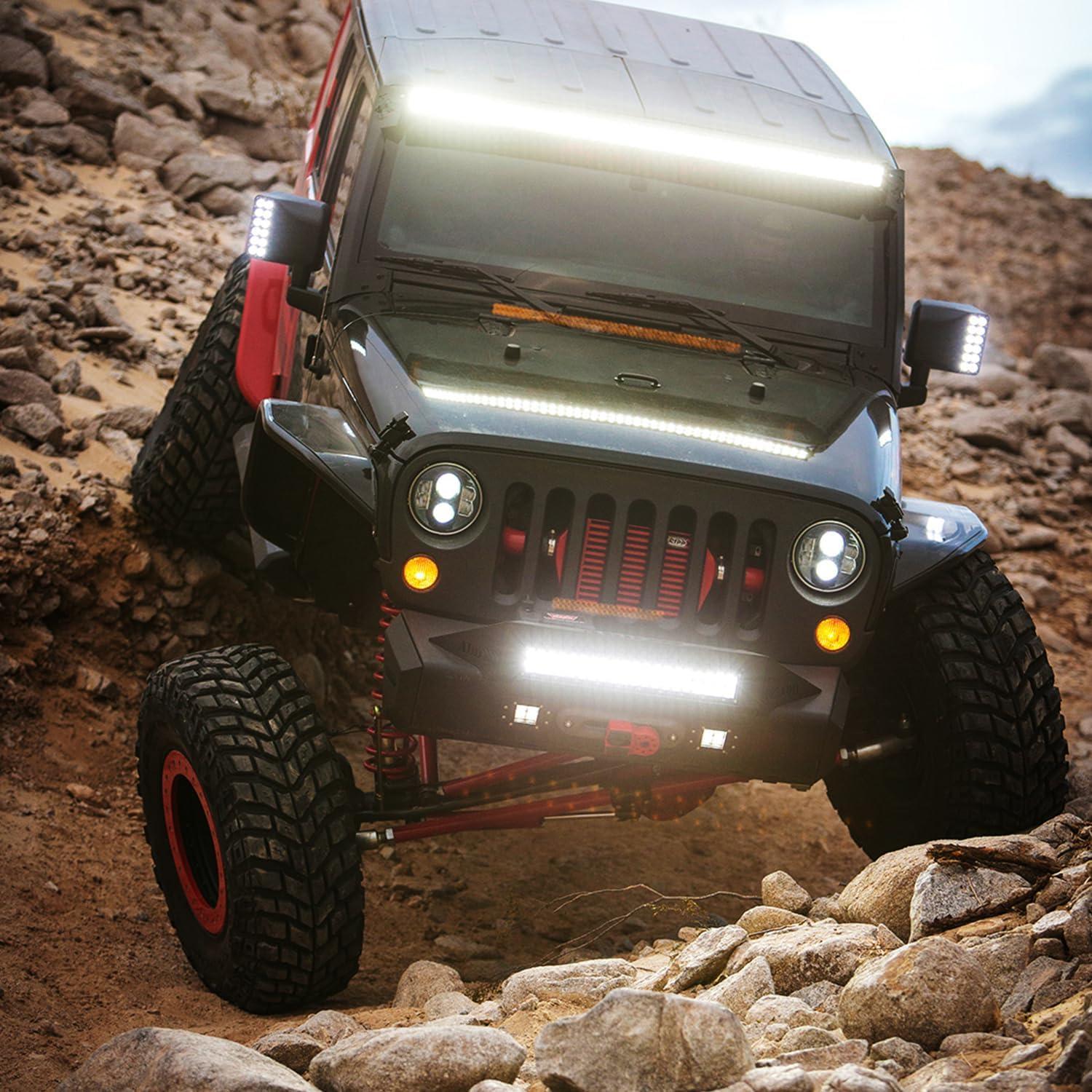 imageNilight Flush Mount LED Light Pods 2 PCS 42 W Amber Upgraded Spot Flood Combo Driving Fog Lights Off Road Lights Bumper LED Work Light for Truck SUV ATV UTV Pickup Van Boat Tractor2Pcs 42W LED Pods Wiring Harness