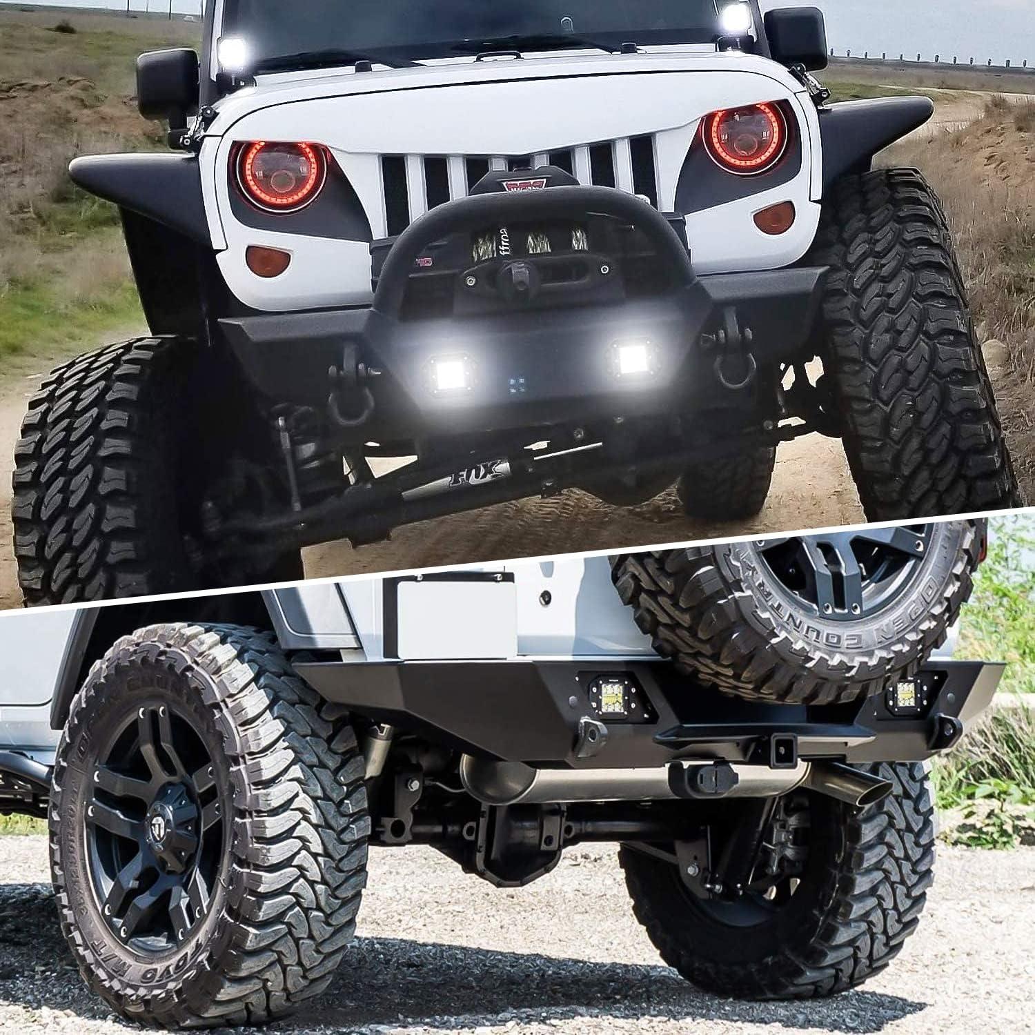 imageNilight Flush Mount LED Light Pods 2 PCS 42 W Amber Upgraded Spot Flood Combo Driving Fog Lights Off Road Lights Bumper LED Work Light for Truck SUV ATV UTV Pickup Van Boat Tractor4Pcs 42W LED Pods