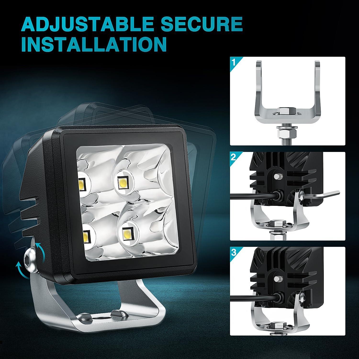 imageNilight Flush Mount LED Pod Lights 2 PCS 47 Inch 4LED Flood Beam Bumper Offroad Driving Backup Reverse Work Light for Truck ATV UTV2Inch 4Led Light Pods