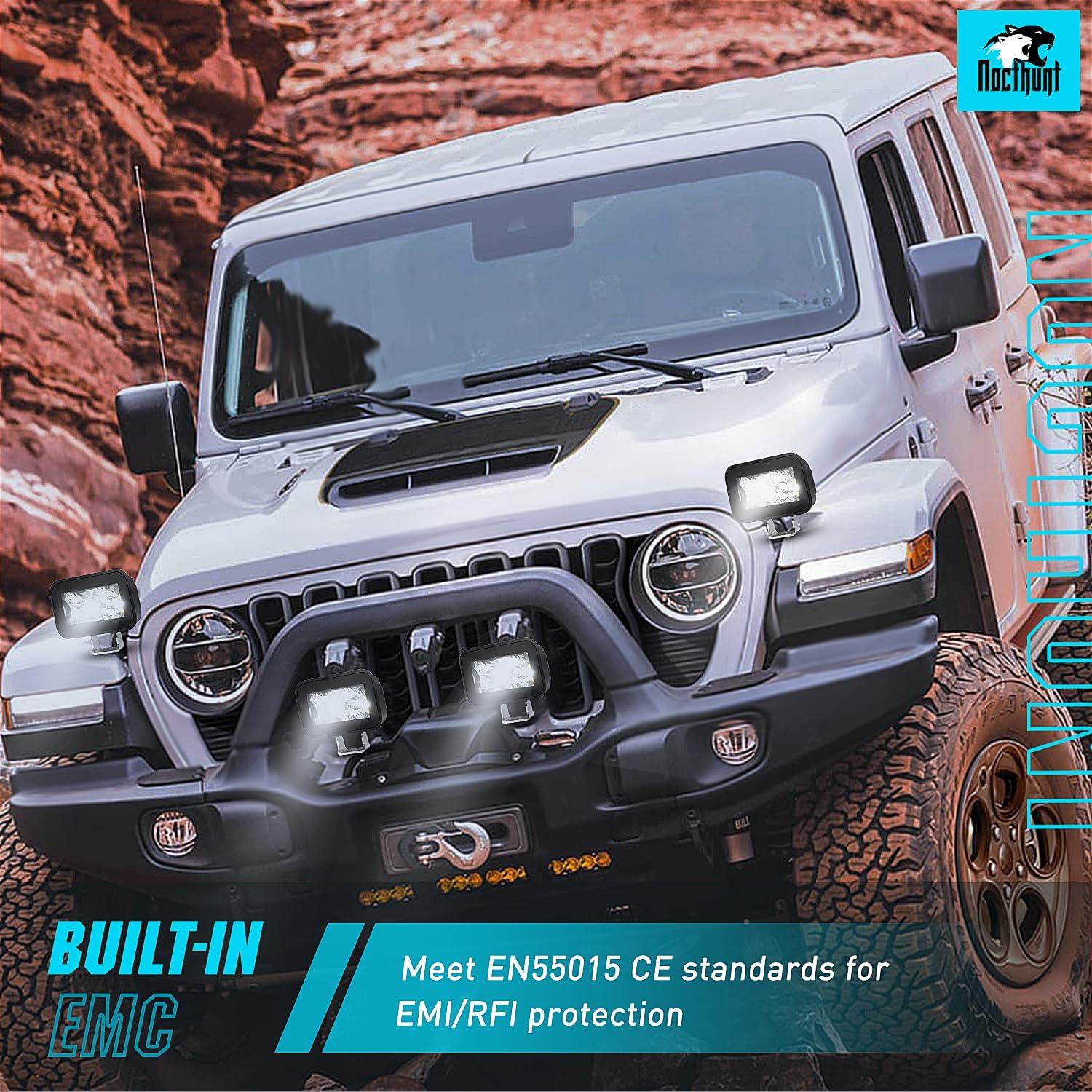 imageNilight Flush Mount LED Pod Lights 2 PCS 47 Inch 4LED Flood Beam Bumper Offroad Driving Backup Reverse Work Light for Truck ATV UTV3Inch 2Led Light Pods