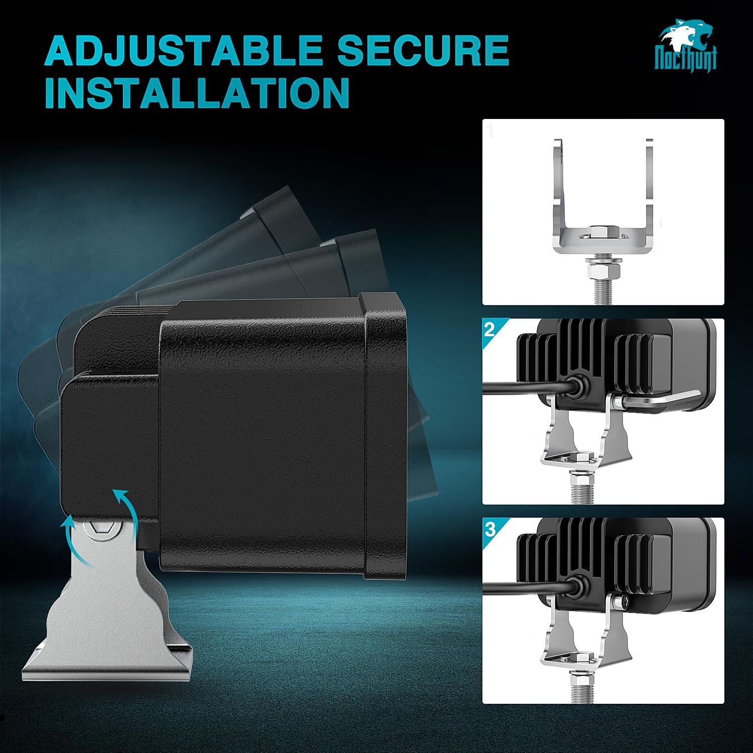 imageNilight Flush Mount LED Pod Lights 2 PCS 47 Inch 4LED Flood Beam Bumper Offroad Driving Backup Reverse Work Light for Truck ATV UTV3Inch 2Led Light Pods