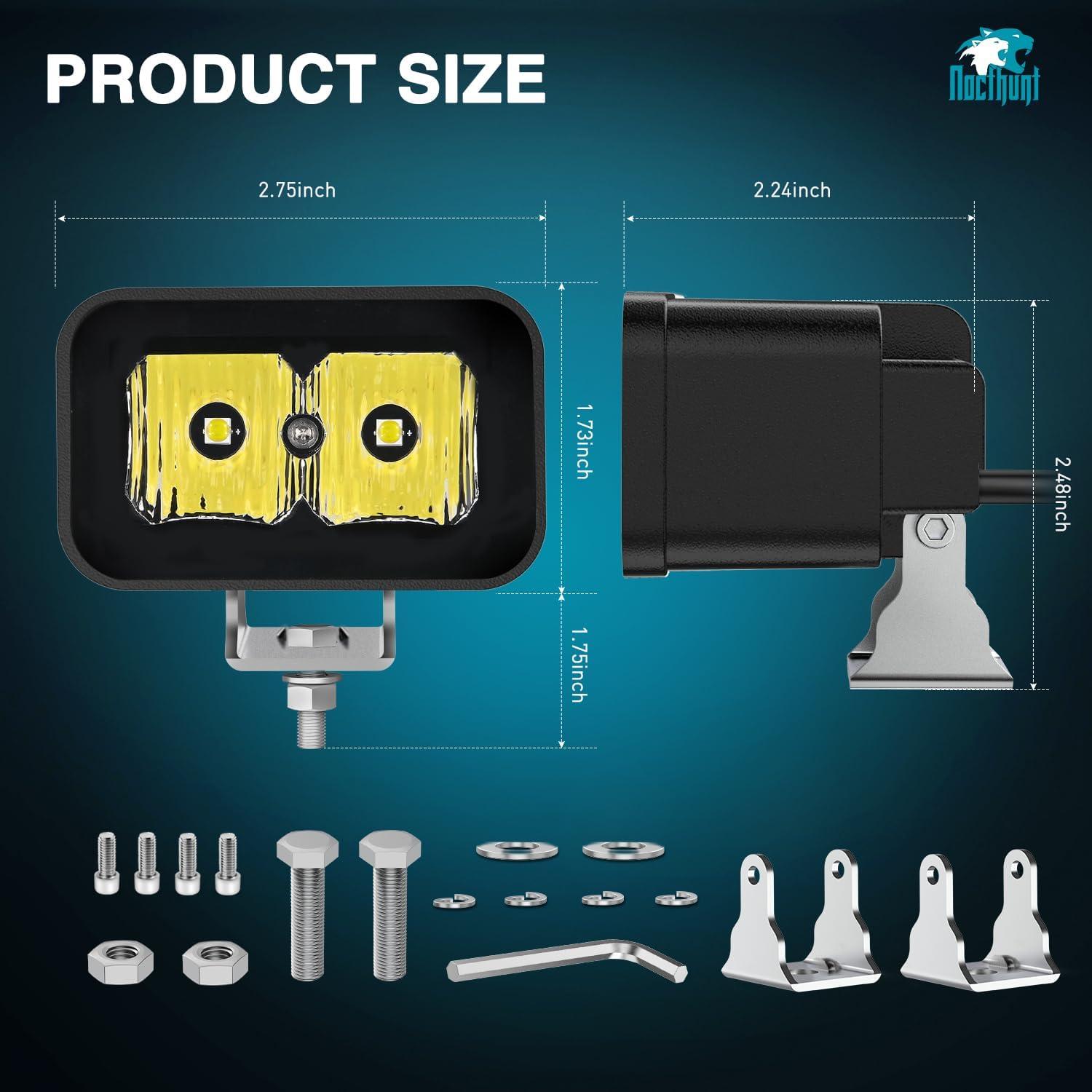 imageNilight Flush Mount LED Pod Lights 2 PCS 47 Inch 4LED Flood Beam Bumper Offroad Driving Backup Reverse Work Light for Truck ATV UTV3Inch 2Led Light Pods