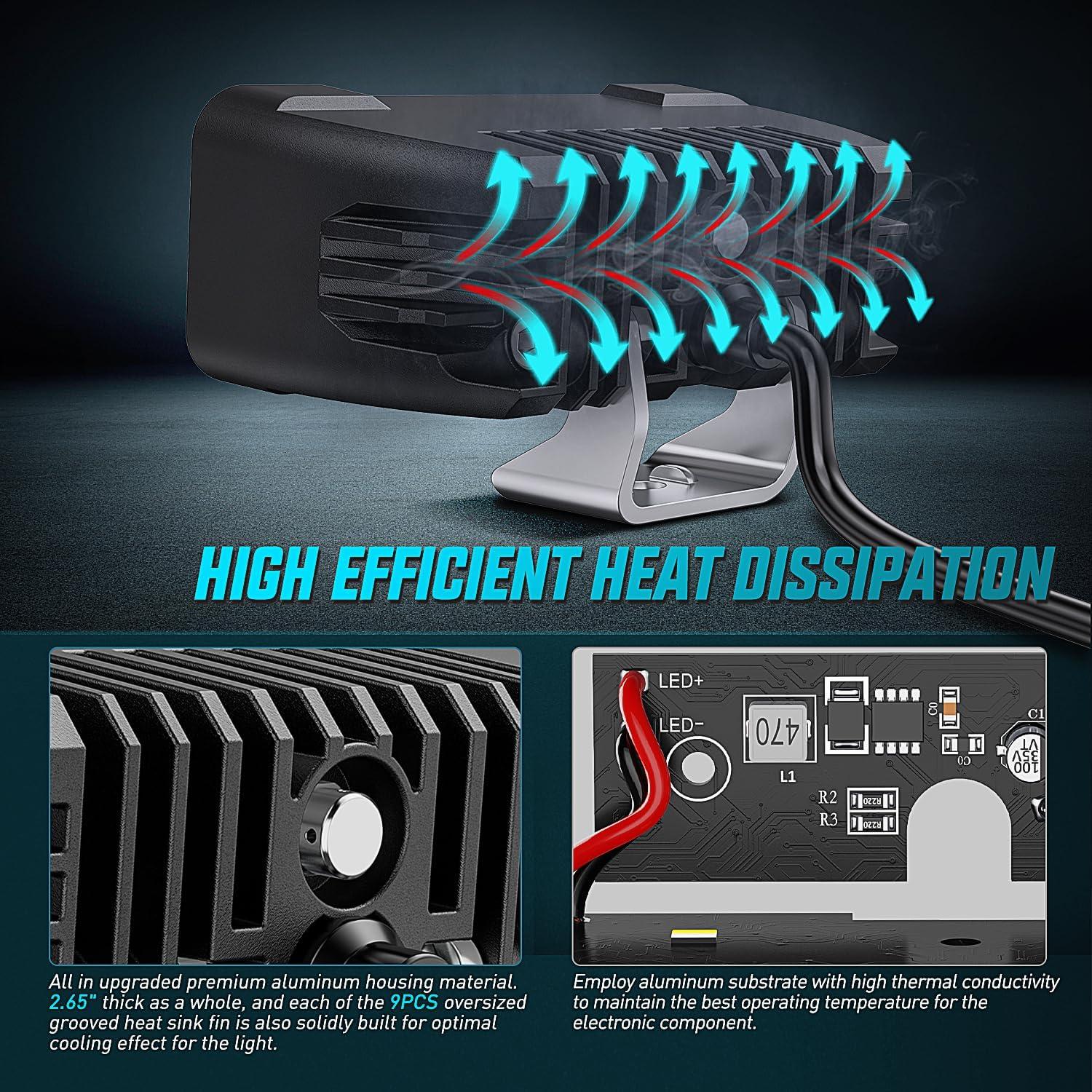 imageNilight Flush Mount LED Pod Lights 2 PCS 47 Inch 4LED Flood Beam Bumper Offroad Driving Backup Reverse Work Light for Truck ATV UTV45Inch 2Led Light Pods