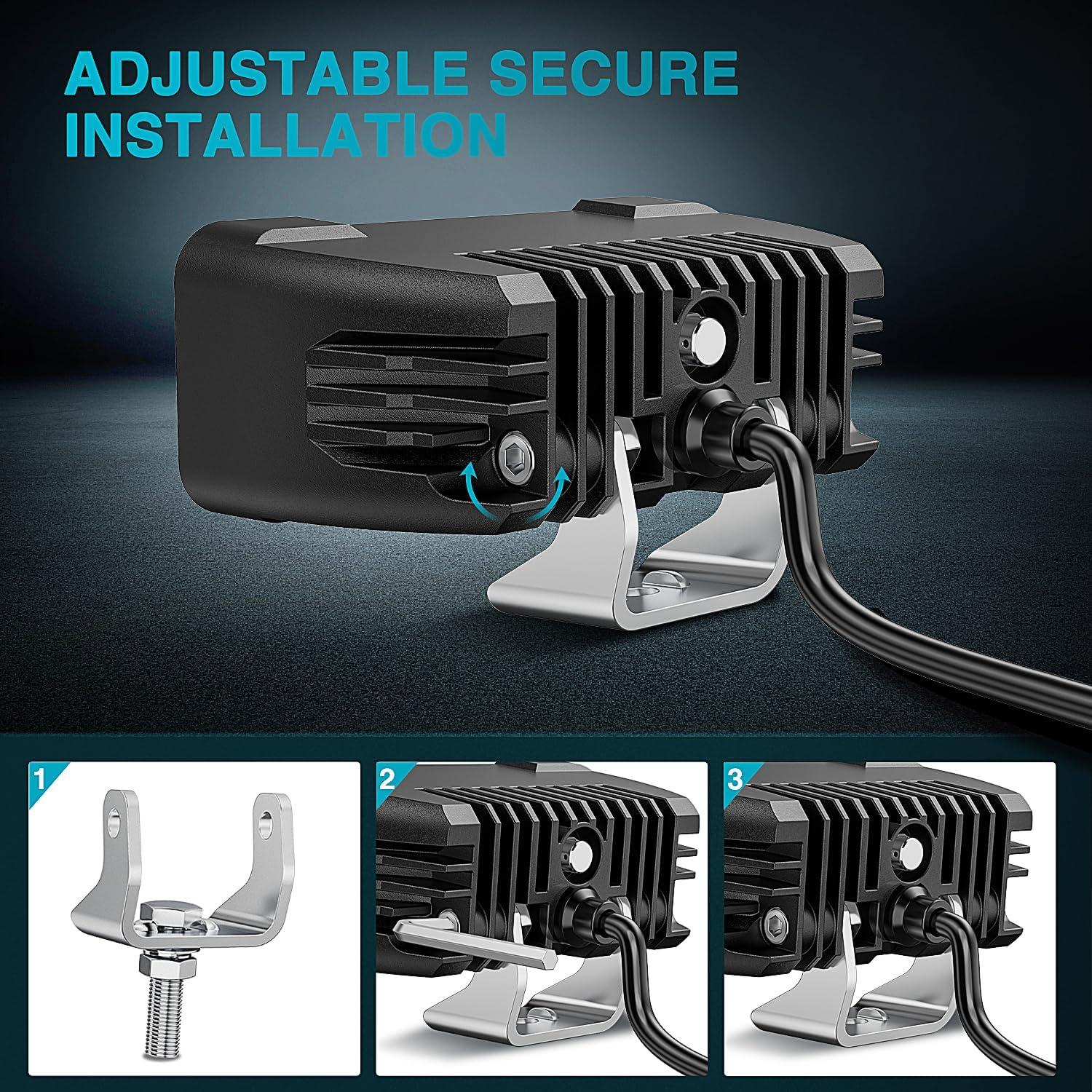 imageNilight Flush Mount LED Pod Lights 2 PCS 47 Inch 4LED Flood Beam Bumper Offroad Driving Backup Reverse Work Light for Truck ATV UTV45Inch 2Led Light Pods