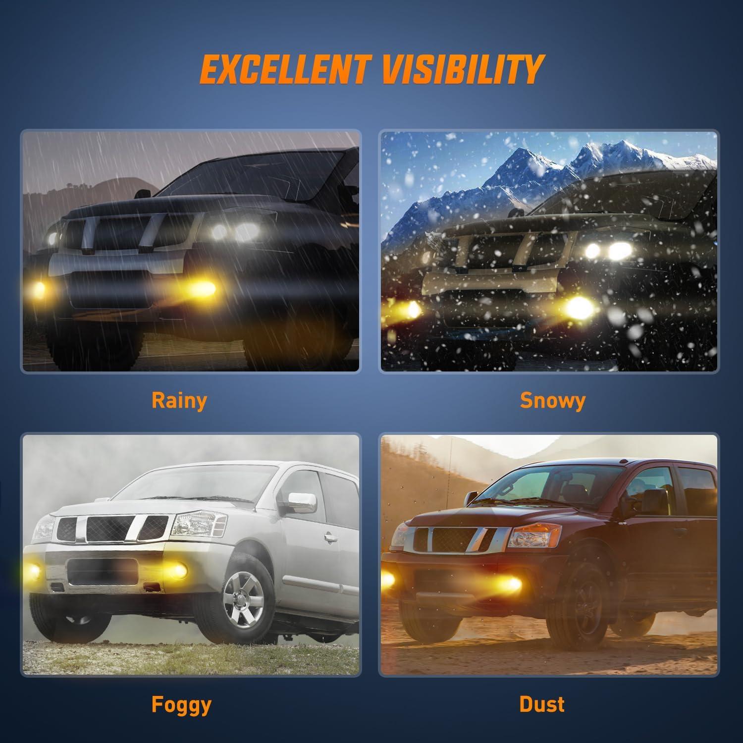 imageNilight Fog Light Assembly Compatible with 2005 2006 2007 Nissan Armada 2004 2005 2006 2007 2008 2009 2010 2011 2012 2013 2014 2015 Titan Amber LensAmber