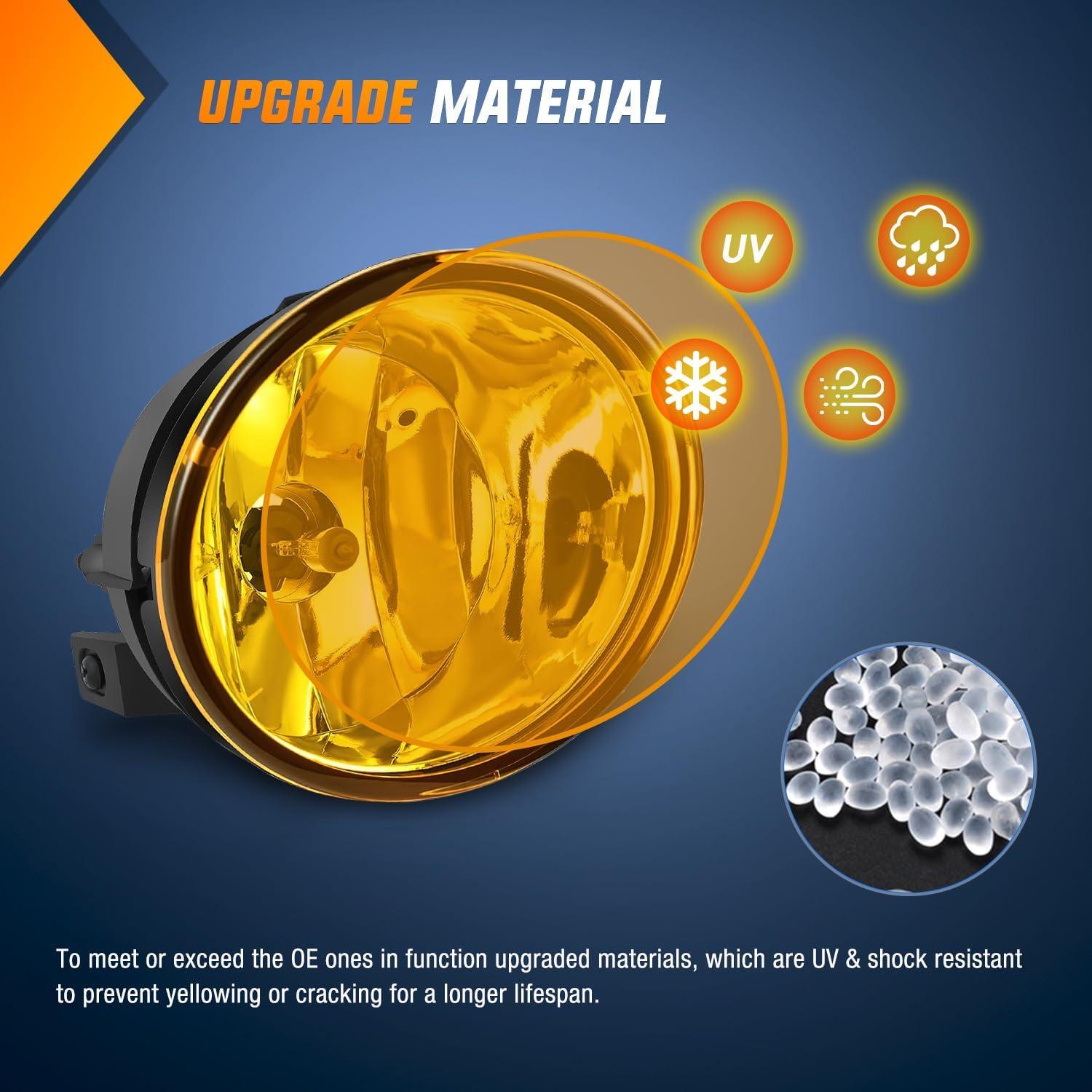 imageNilight Fog Light Assembly Compatible with 2005 2006 2007 Nissan Armada 2004 2005 2006 2007 2008 2009 2010 2011 2012 2013 2014 2015 Titan Amber LensAmber