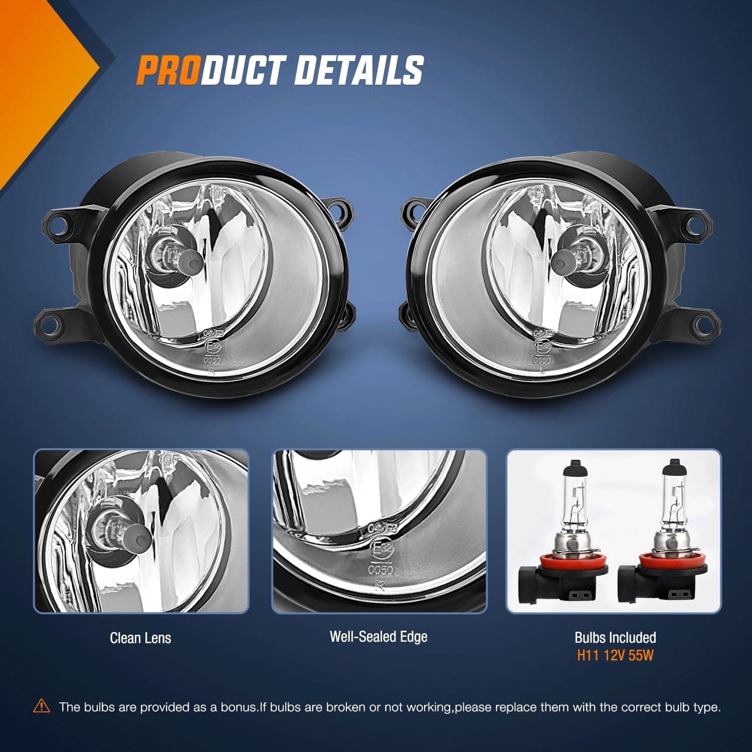 imageNilight Fog Light Assembly Compatible with 2006 2007 2008 2009 2010 2011 2012 2013 Toyota Yaris Camry Corolla Venza Matrix Prius RAV4 Solara Avalon Highlander LEXUS LX570 RX350Toyota 20072013