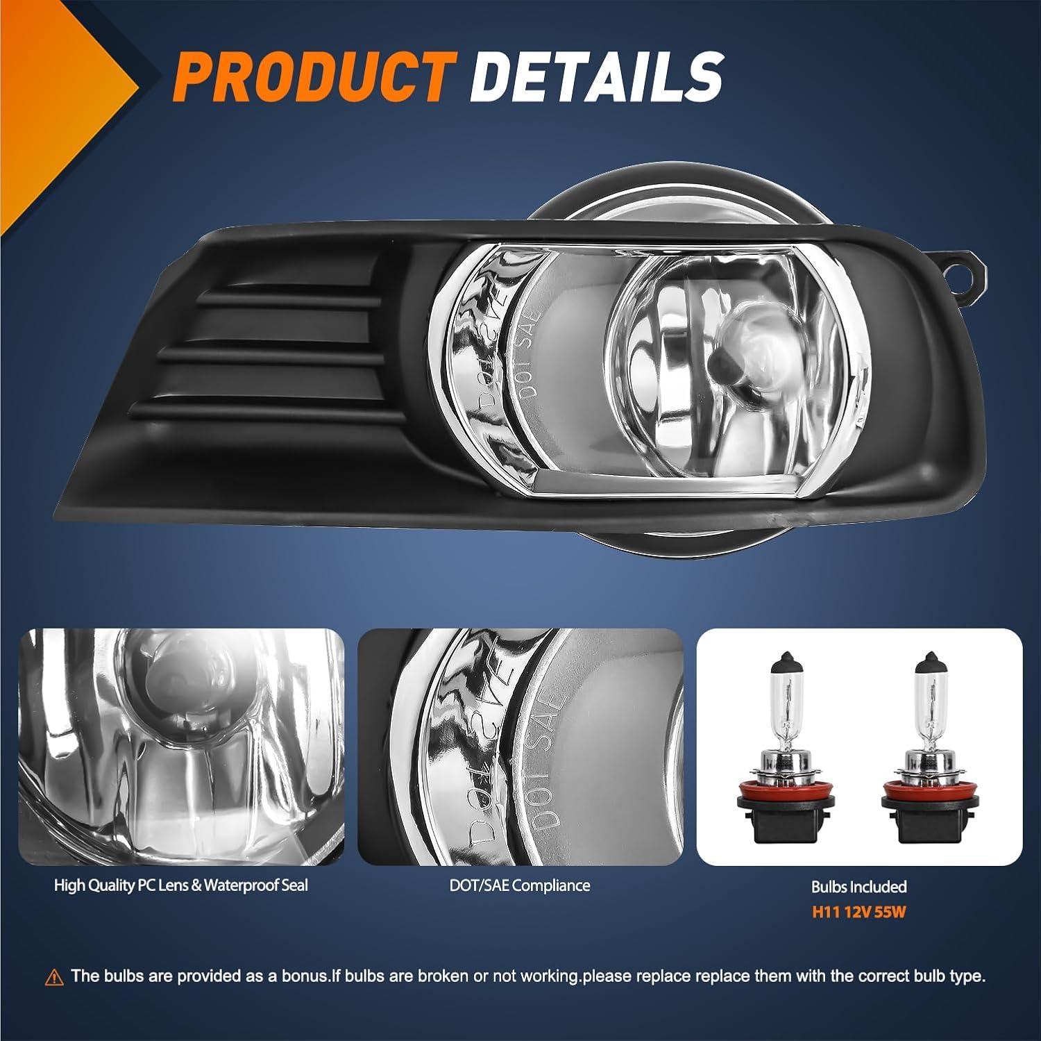 imageNilight Fog Light Assembly Compatible with 2006 2007 2008 2009 2010 2011 2012 2013 Toyota Yaris Camry Corolla Venza Matrix Prius RAV4 Solara Avalon Highlander LEXUS LX570 RX35020072009 Camry