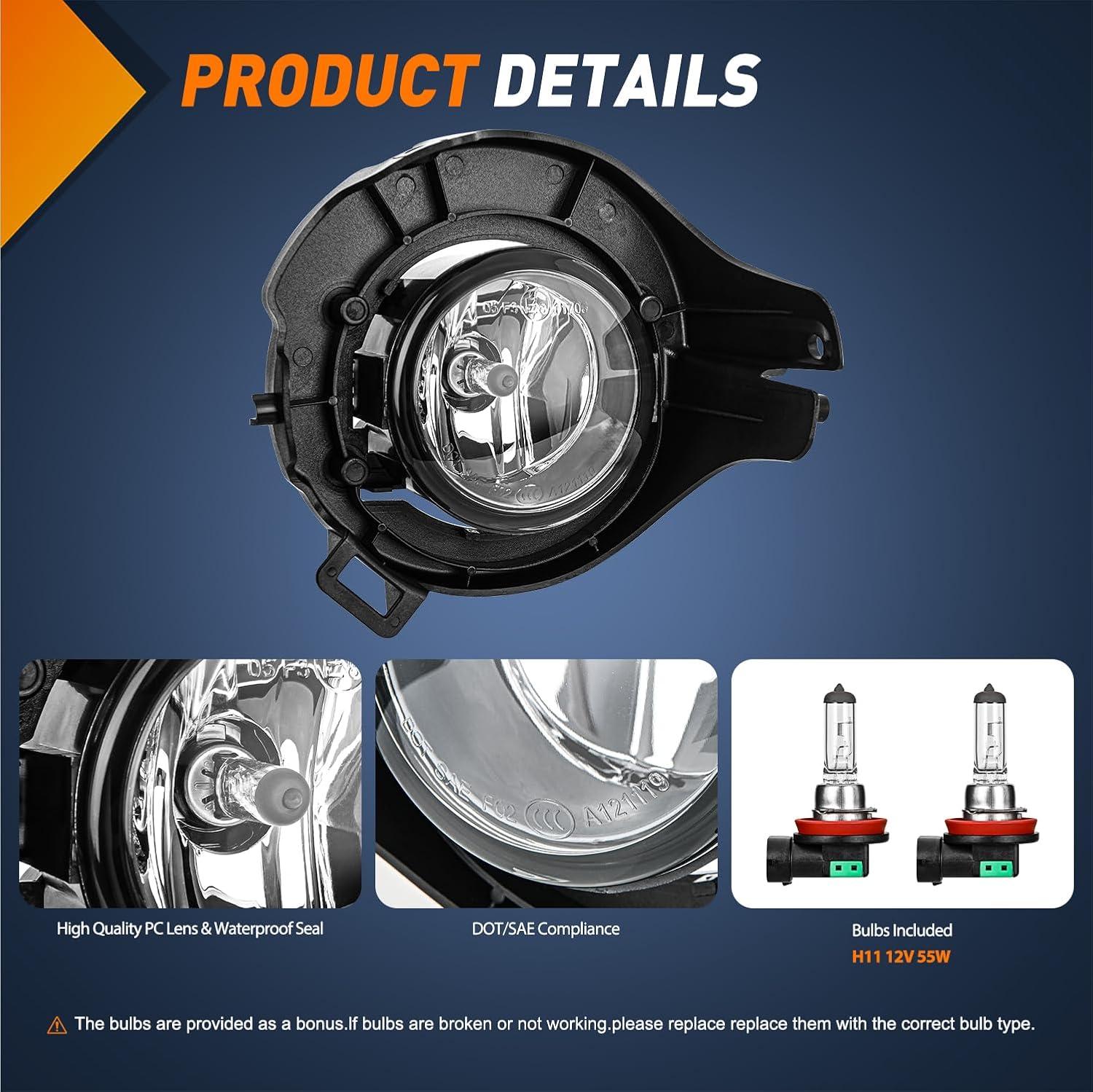 imageNilight Fog Light Assembly Compatible with 2006 2007 2008 2009 2010 2011 2012 2013 Toyota Yaris Camry Corolla Venza Matrix Prius RAV4 Solara Avalon Highlander LEXUS LX570 RX35020052009 Frontier20052012 Pathfinder