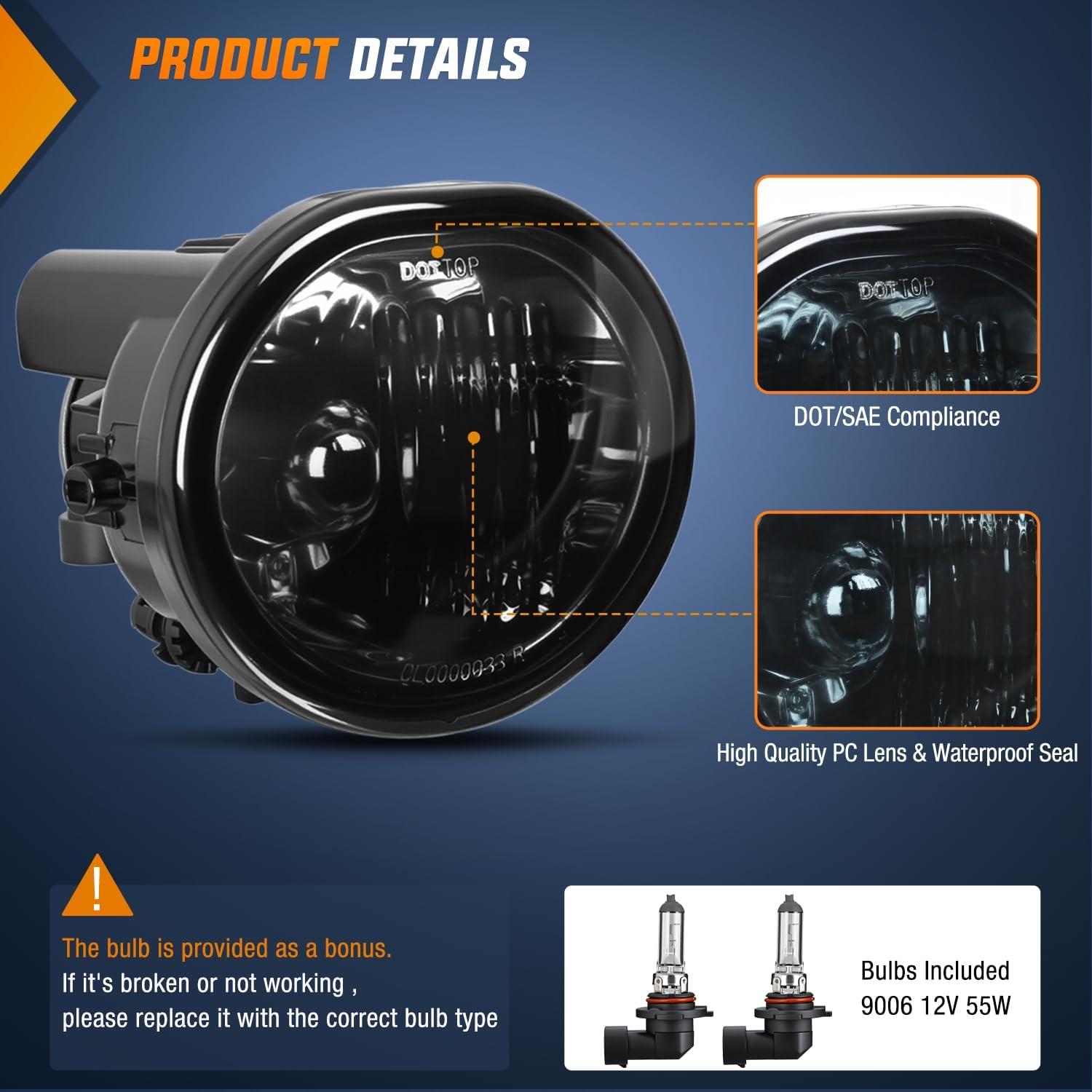 imageNilight Fog Light Assembly Compatible with 2006 2007 2008 2009 2010 2011 2012 2013 Toyota Yaris Camry Corolla Venza Matrix Prius RAV4 Solara Avalon Highlander LEXUS LX570 RX35020032008 MatrixVibe20042010 Scion TC Smoke