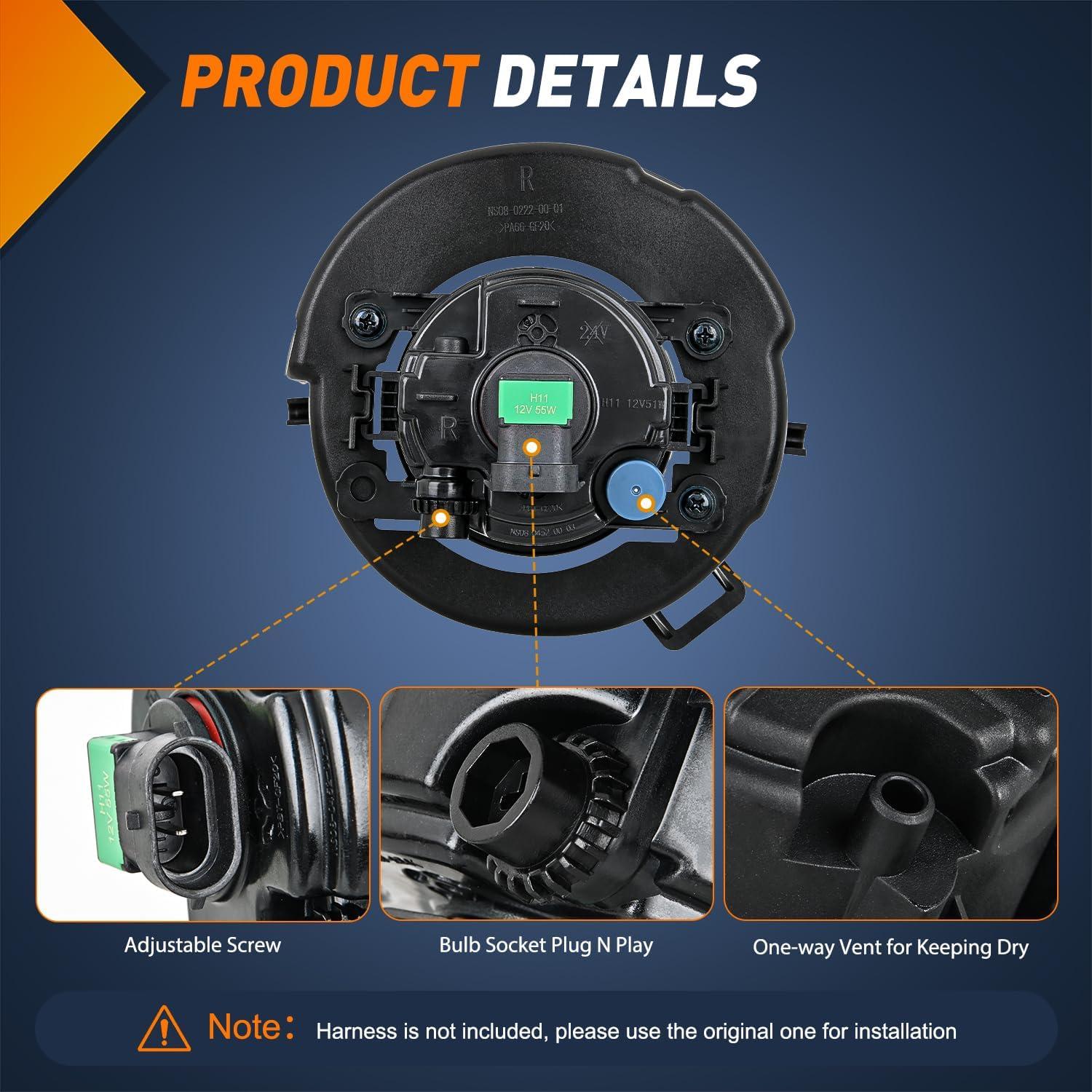 imageNilight Fog Light Assembly Compatible with 2006 2007 2008 2009 2010 2011 2012 2013 Toyota Yaris Camry Corolla Venza Matrix Prius RAV4 Solara Avalon Highlander LEXUS LX570 RX35020052009 Frontier20052012 Pathfinder