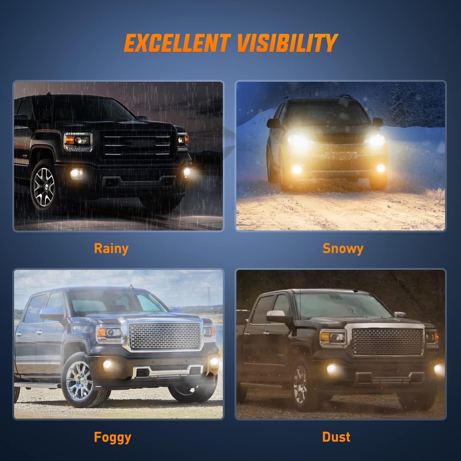 imageNilight Fog Light Assembly Compatible with 2007 2008 2009 2010 2011 2012 2013 GMC Sierra 1500 0714 Sierra 2500HD 3500HD Clear Lens Lamps Replacement 880 12V 27W BulbsBlack