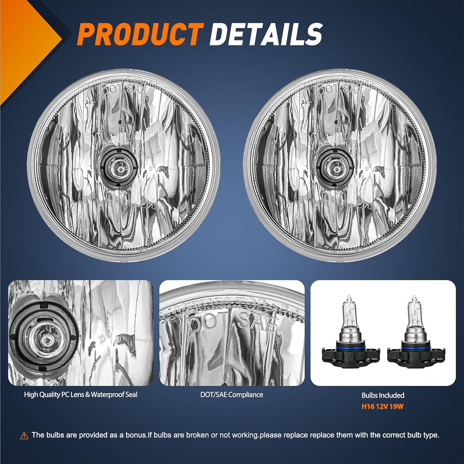 imageNilight Fog Light Assembly Compatible with 2007 2008 2009 2010 2011 2012 2013 GMC Sierra 1500 0714 Sierra 2500HD 3500HD Clear Lens Lamps Replacement 880 12V 27W BulbsSuburbanYukon 20072014