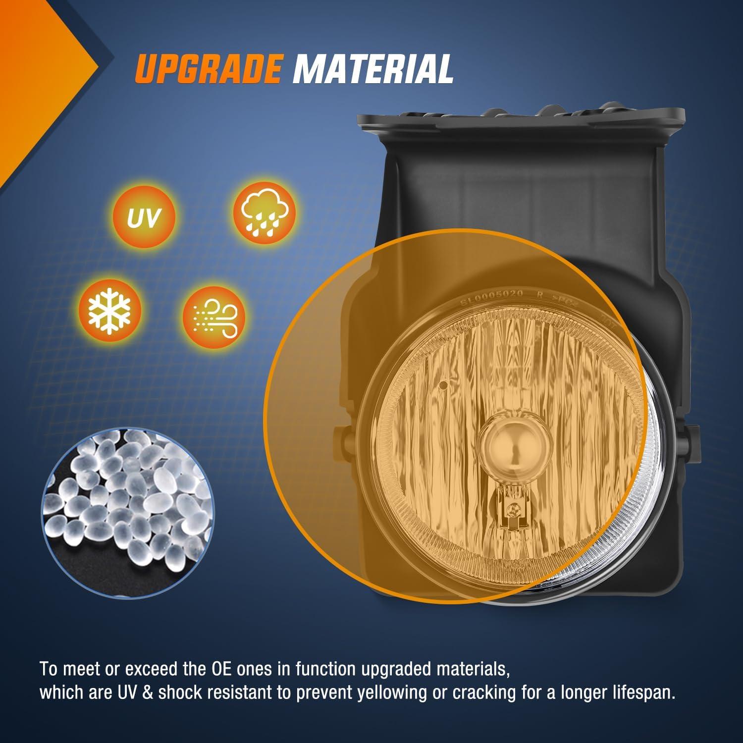 imageNilight Fog Light Assembly Compatible with 2007 2008 2009 2010 2011 2012 2013 GMC Sierra 1500 0714 Sierra 2500HD 3500HD Clear Lens Lamps Replacement 880 12V 27W BulbsSierra 20032006