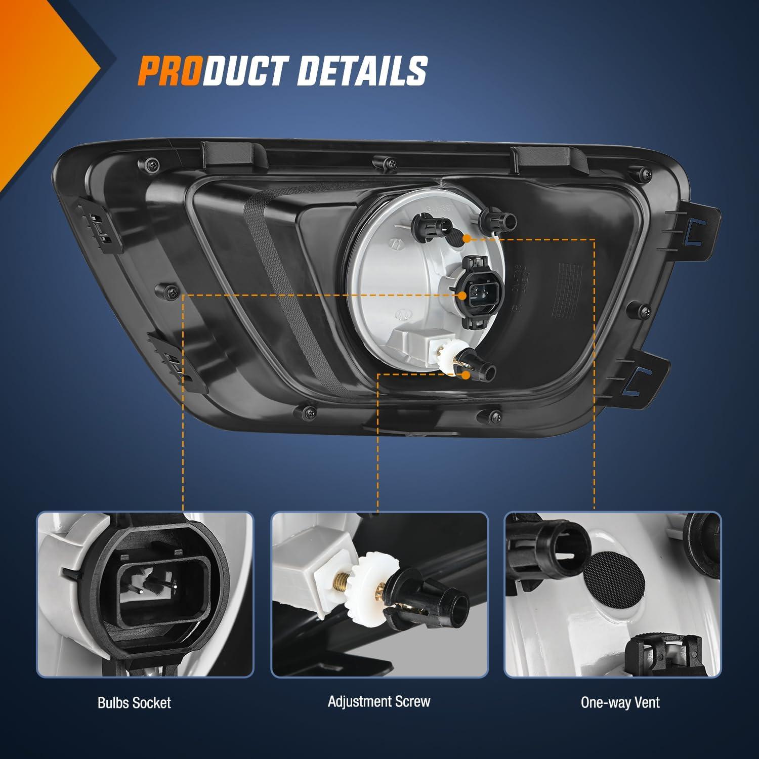 imageNilight Fog Light Assembly Compatible with 2007 2008 2009 2010 2011 2012 2013 GMC Sierra 1500 0714 Sierra 2500HD 3500HD Clear Lens Lamps Replacement 880 12V 27W BulbsChevy Colorado 20152020