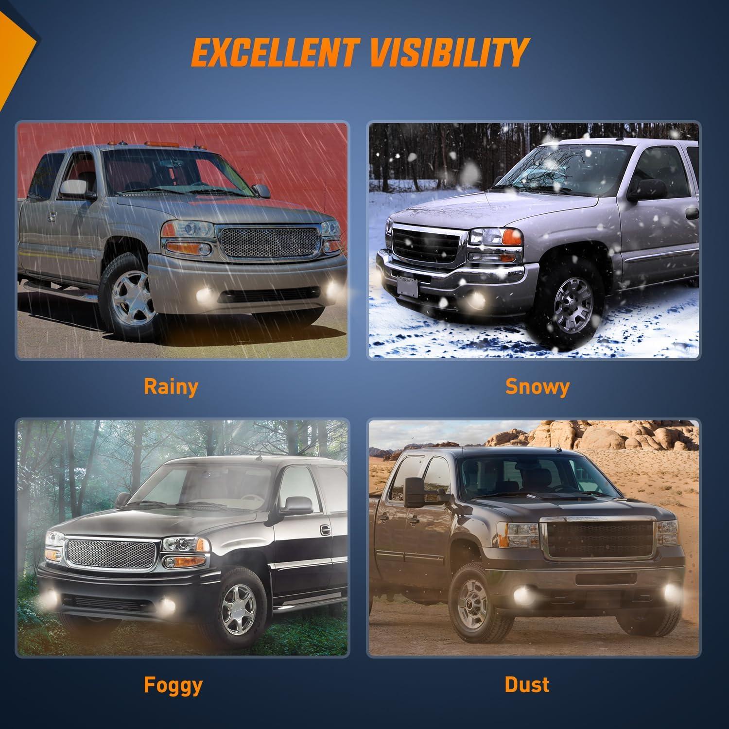 imageNilight Fog Light Assembly Compatible with 2007 2008 2009 2010 2011 2012 2013 GMC Sierra 1500 0714 Sierra 2500HD 3500HD Clear Lens Lamps Replacement 880 12V 27W BulbsSierra 20032006