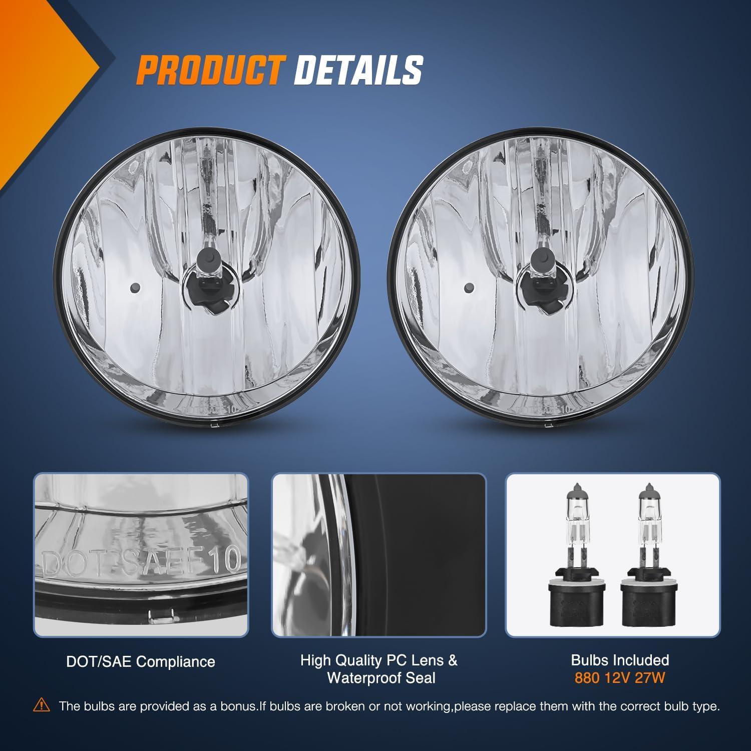 imageNilight Fog Light Assembly Compatible with 2007 2008 2009 2010 2011 2012 2013 GMC Sierra 1500 0714 Sierra 2500HD 3500HD Clear Lens Lamps Replacement 880 12V 27W Bulbs20022009 GMC Envoy