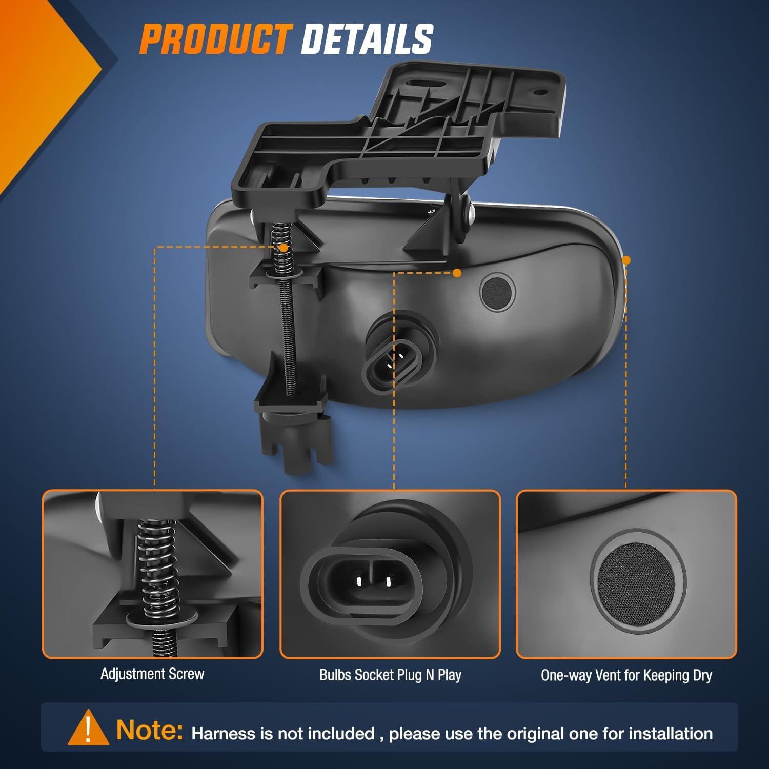 imageNilight Fog Light Assembly Compatible with 2007 2008 2009 2010 2011 2012 2013 GMC Sierra 1500 0714 Sierra 2500HD 3500HD Clear Lens Lamps Replacement 880 12V 27W BulbsSierra 19992002 Amber