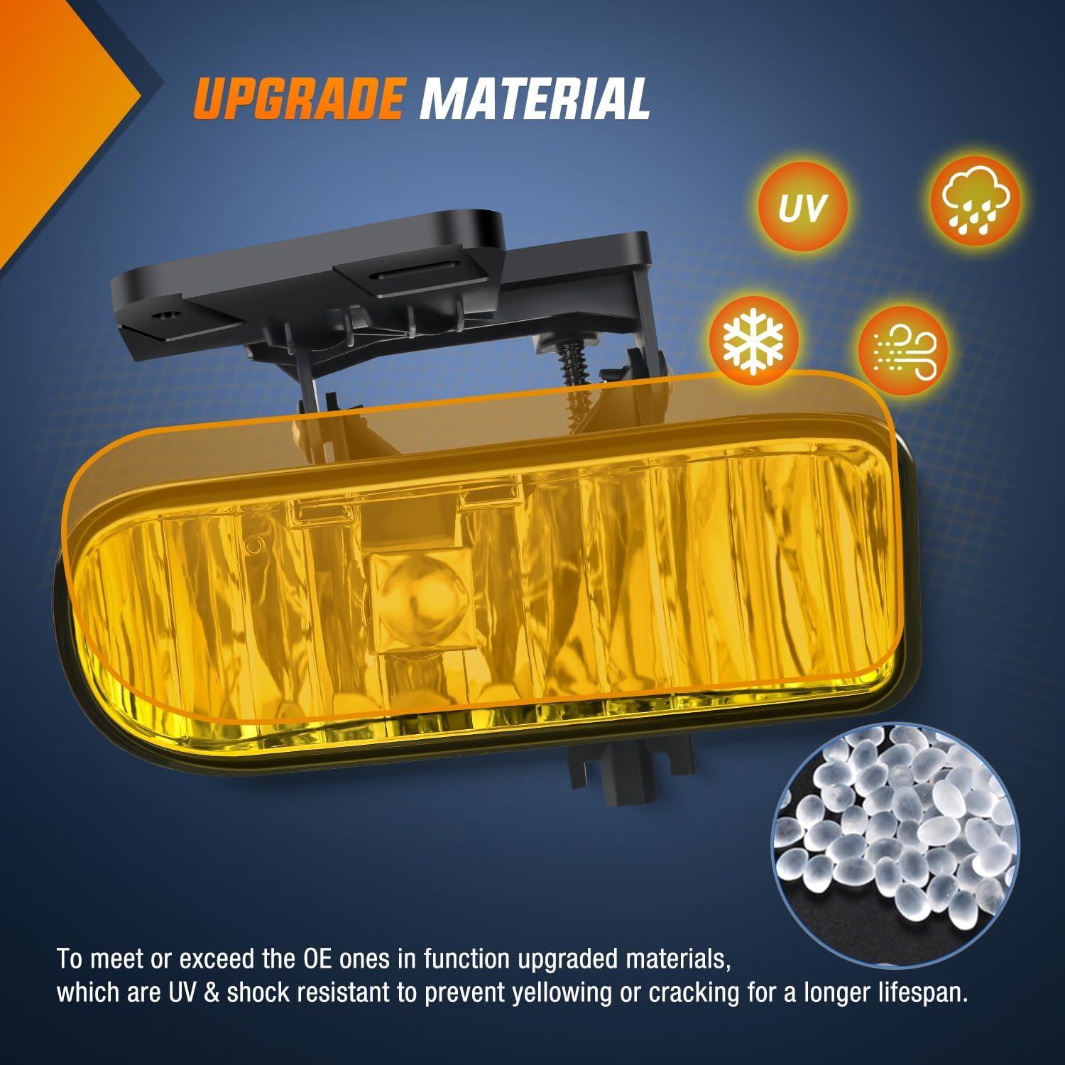 imageNilight Fog Light Assembly Compatible with 2007 2008 2009 2010 2011 2012 2013 GMC Sierra 1500 0714 Sierra 2500HD 3500HD Clear Lens Lamps Replacement 880 12V 27W BulbsSierra 19992002 Amber