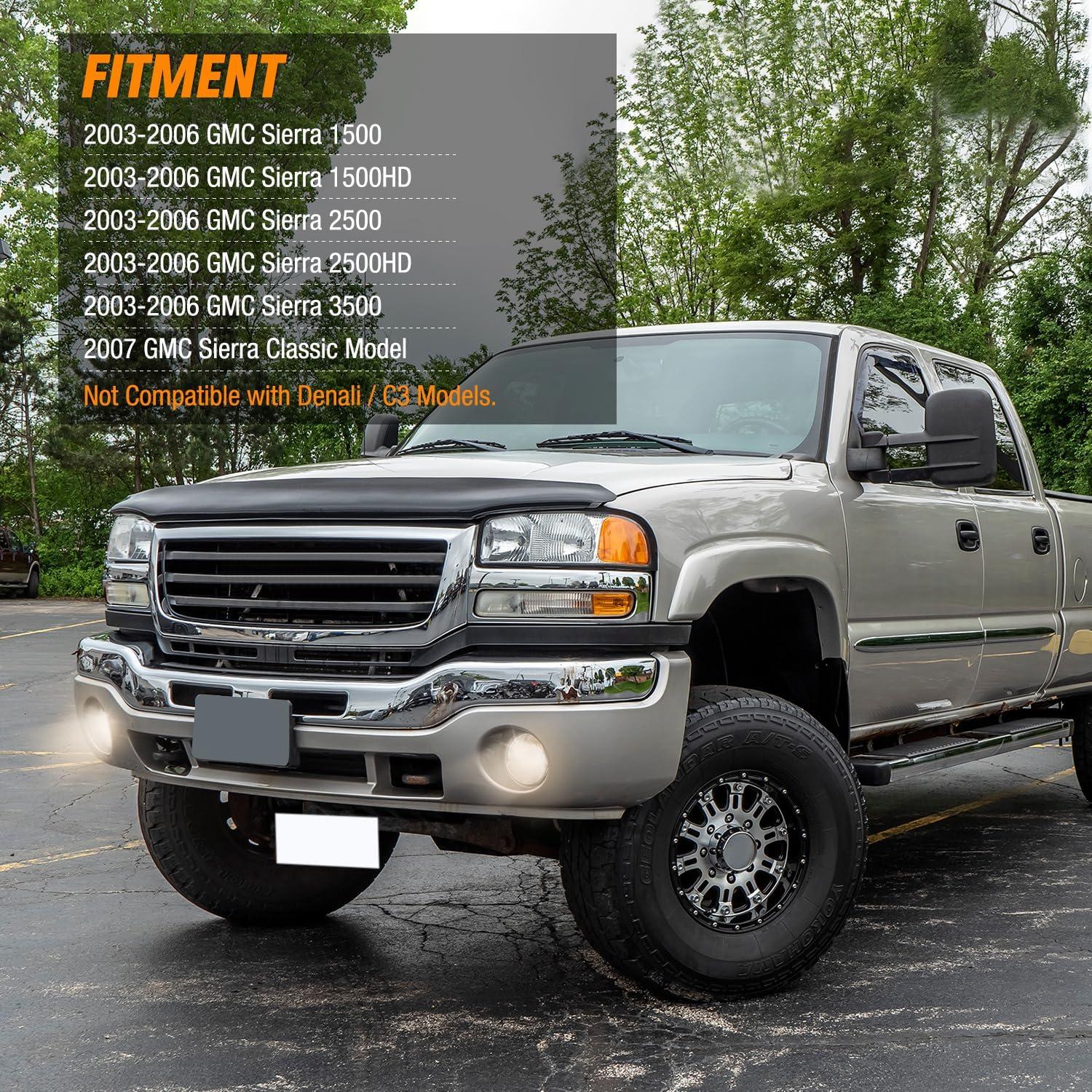 imageNilight Fog Light Assembly Compatible with 2007 2008 2009 2010 2011 2012 2013 GMC Sierra 1500 0714 Sierra 2500HD 3500HD Clear Lens Lamps Replacement 880 12V 27W BulbsSierra 20032006