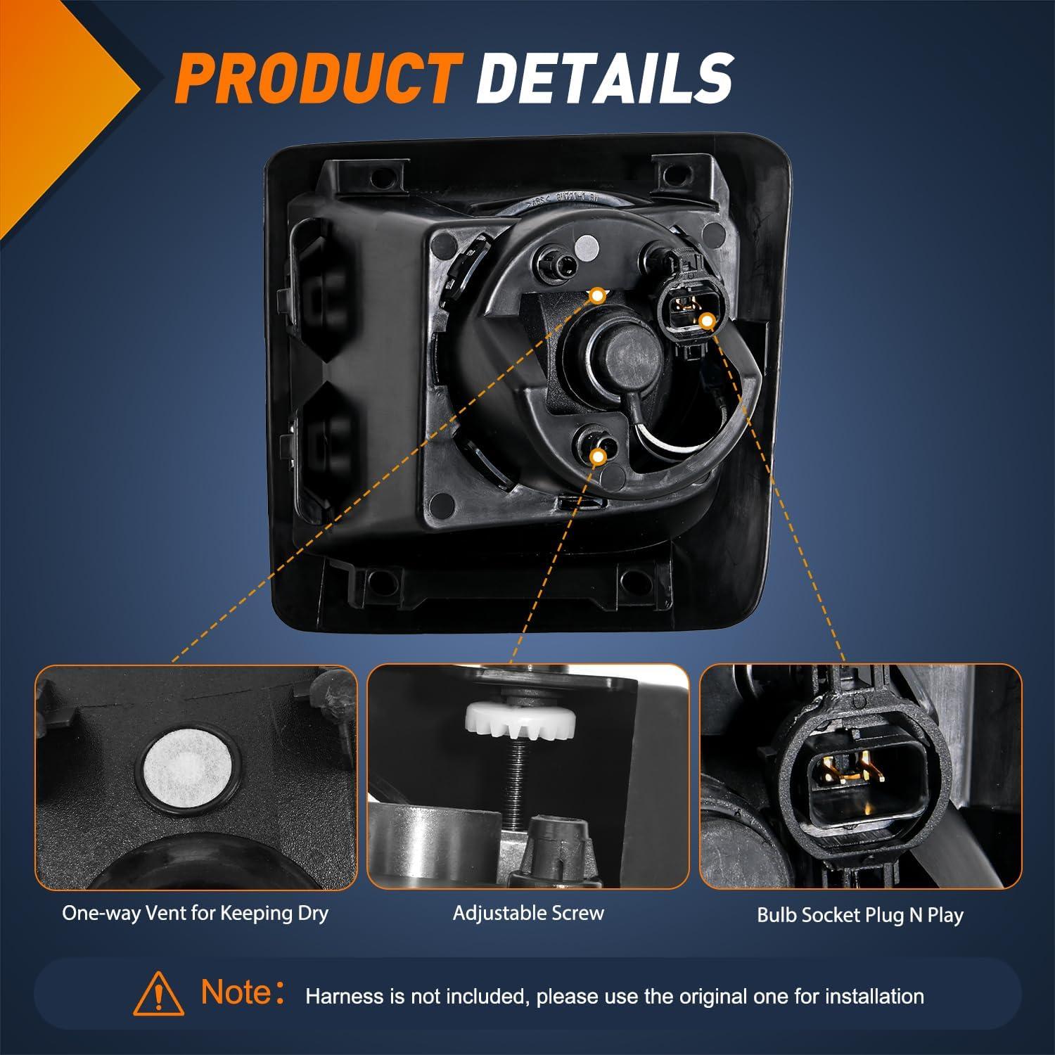 imageNilight Fog Light Assembly Compatible with 2007 2008 2009 2010 2011 2012 2013 GMC Sierra 1500 0714 Sierra 2500HD 3500HD Clear Lens Lamps Replacement 880 12V 27W BulbsSierra 20142015