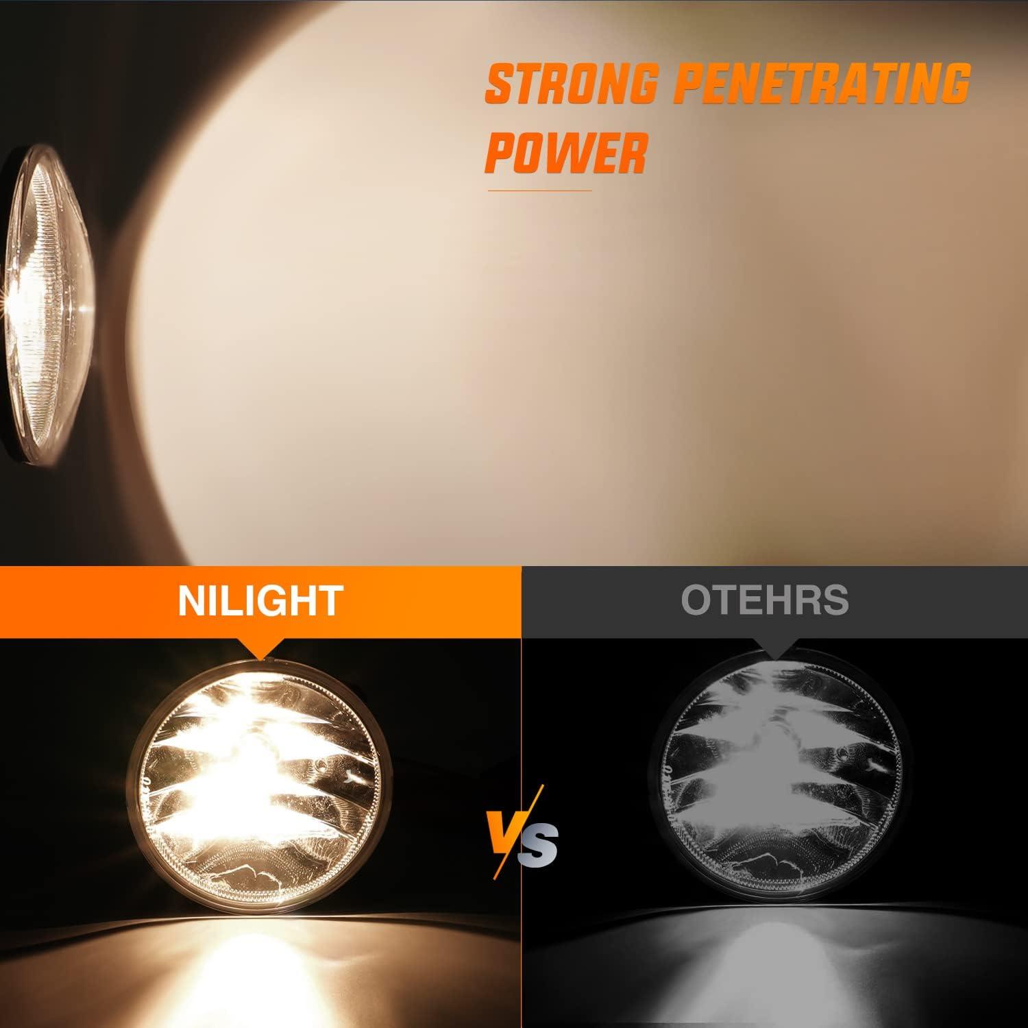 imageNilight Fog Light Assembly Compatible with 2007 2008 2009 2010 2011 2012 2013 GMC Sierra 1500 0714 Sierra 2500HD 3500HD Clear Lens Lamps Replacement 880 12V 27W BulbsBlack