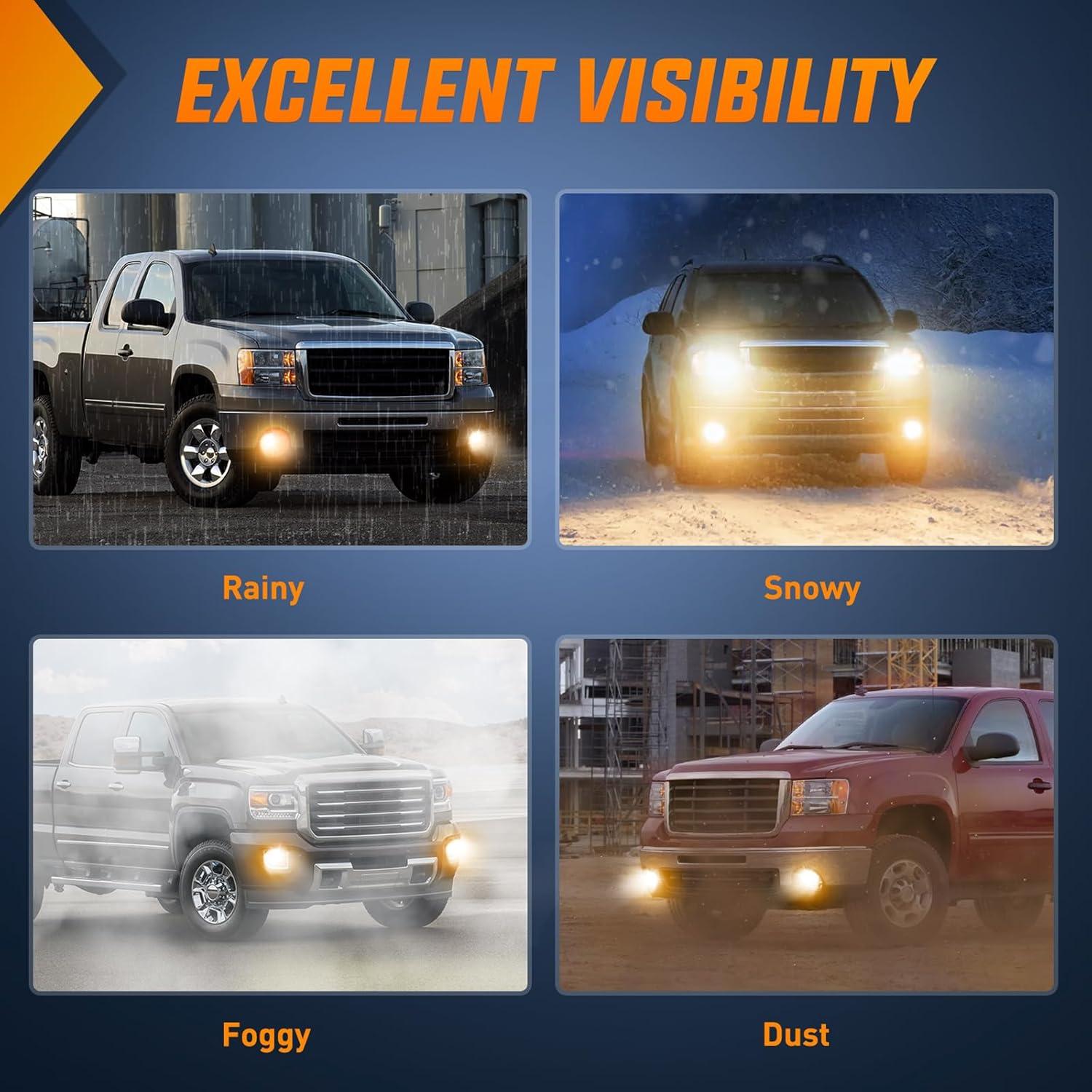 imageNilight Fog Light Assembly Compatible with 2007 2008 2009 2010 2011 2012 2013 GMC Sierra 1500 0714 Sierra 2500HD 3500HD Clear Lens Lamps Replacement 880 12V 27W BulbsSierra 20072014