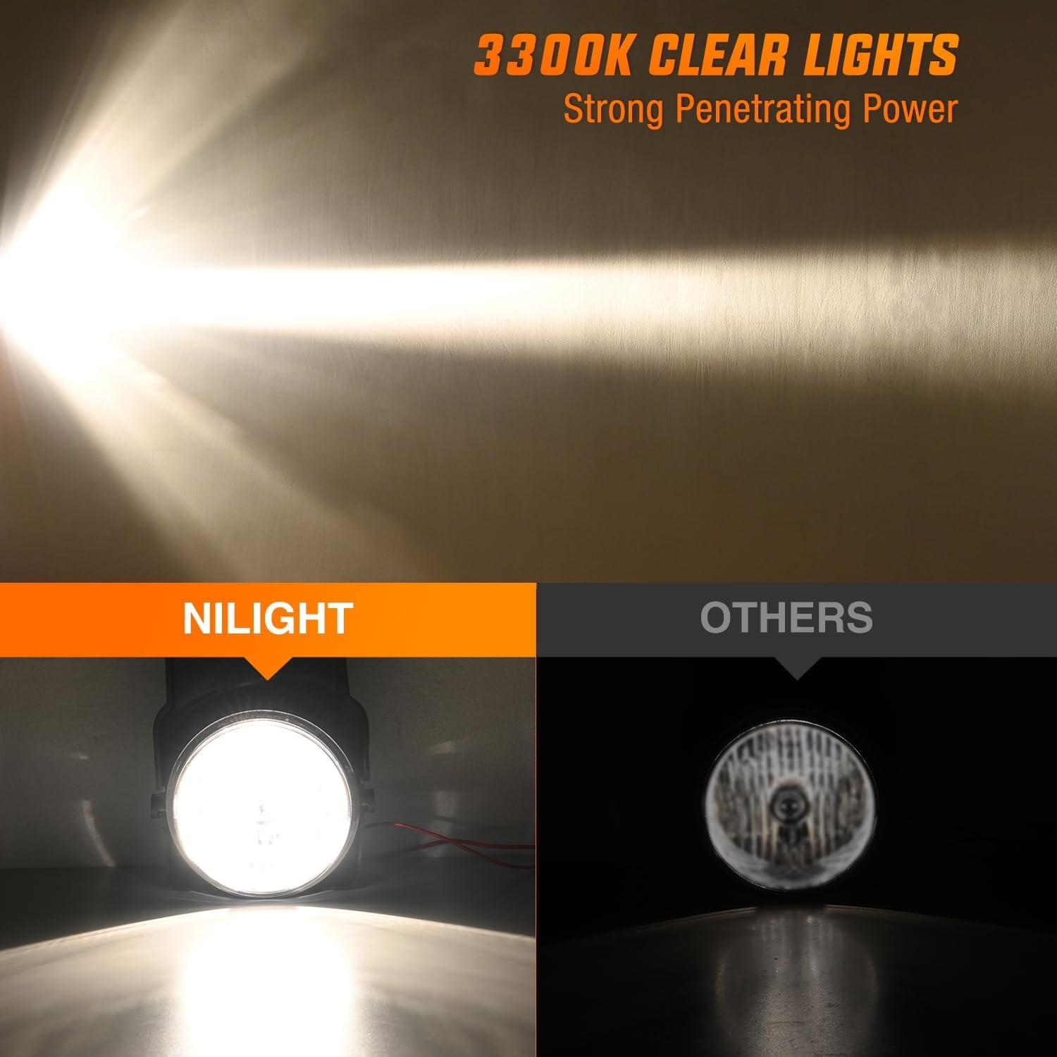 imageNilight Fog Light Assembly Compatible with 2007 2008 2009 2010 2011 2012 2013 GMC Sierra 1500 0714 Sierra 2500HD 3500HD Clear Lens Lamps Replacement 880 12V 27W BulbsSierra 20032006