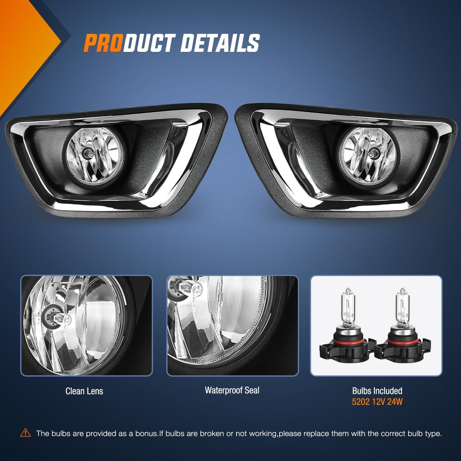 imageNilight Fog Light Assembly Compatible with 2007 2008 2009 2010 2011 2012 2013 GMC Sierra 1500 0714 Sierra 2500HD 3500HD Clear Lens Lamps Replacement 880 12V 27W BulbsChevy Colorado 20152020