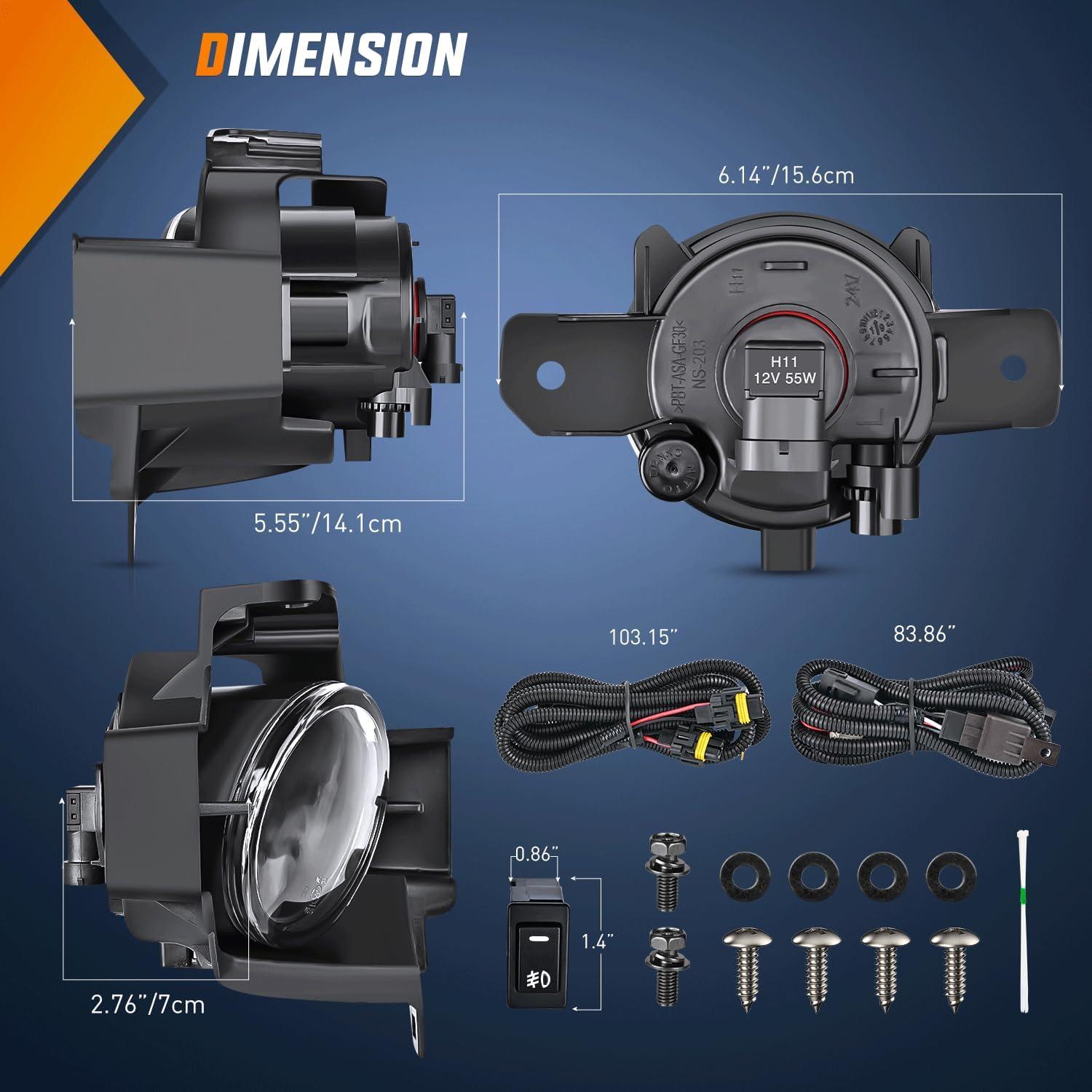 imageNilight Fog Light Assembly Compatible with 2010 2011 2012 Nissan Altima with Clear Lens Lamps Replacement H11 12V 55W Bulbs20102012 Nissan Altima